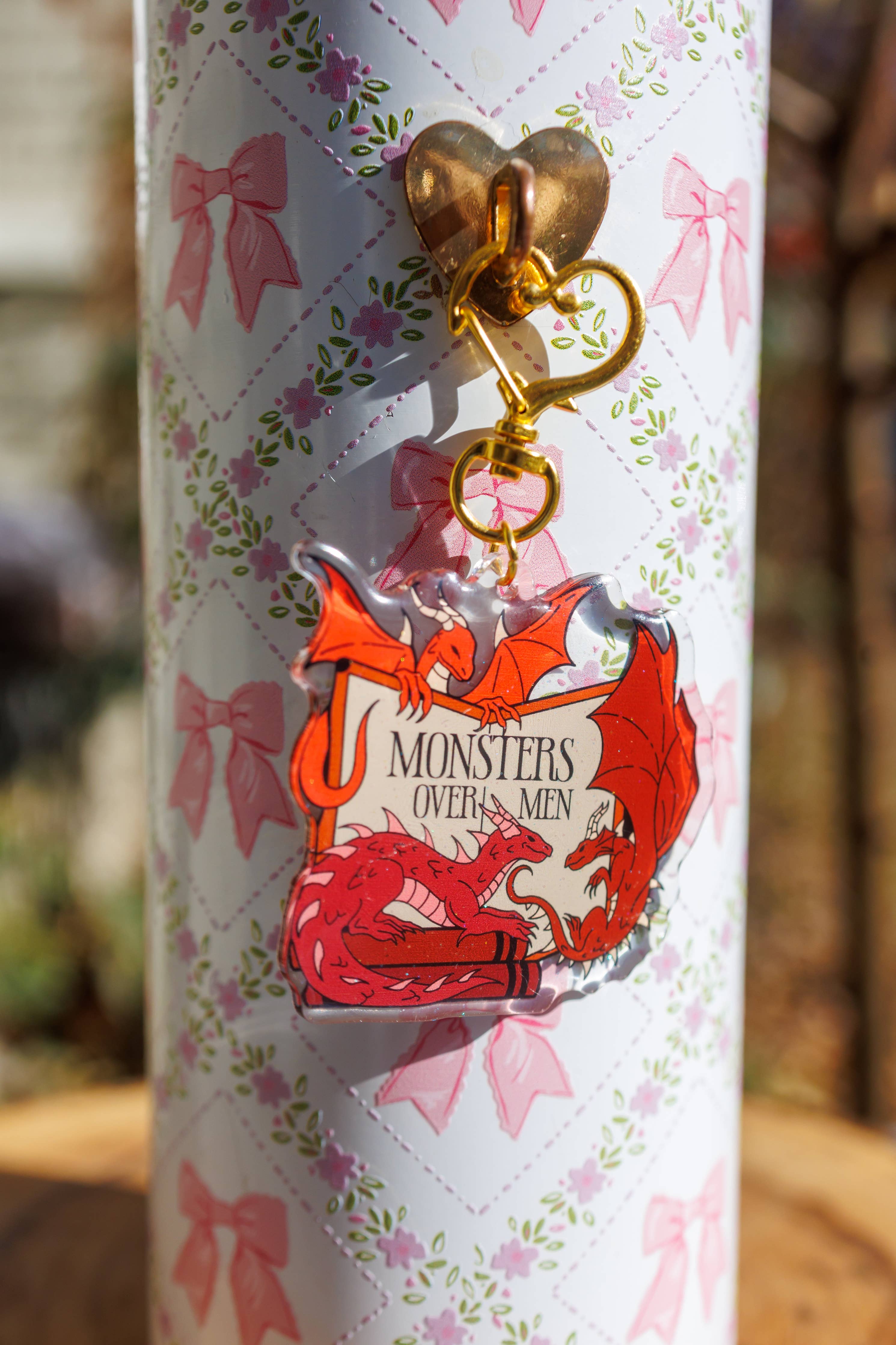 Pin Story "Monsters Over Men" Bookish Keychain/Kindle Charm IMPORTED