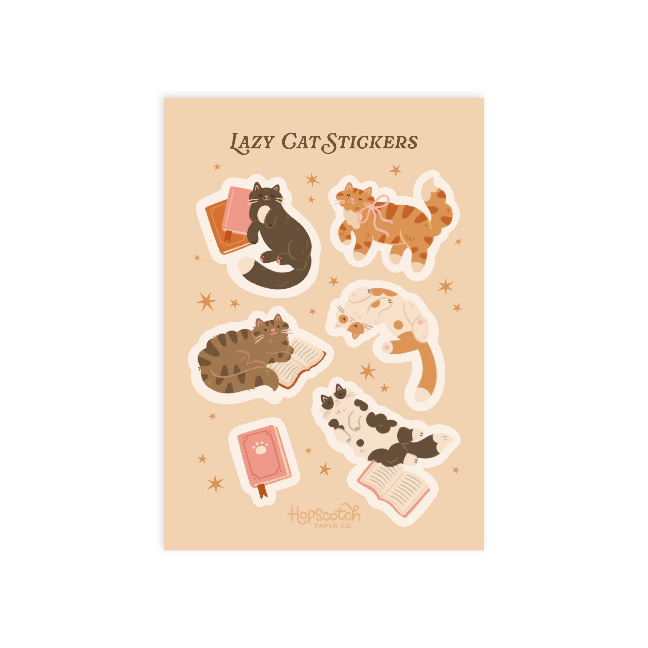 Lazy Cats Sticker Sheet - Book Gifts