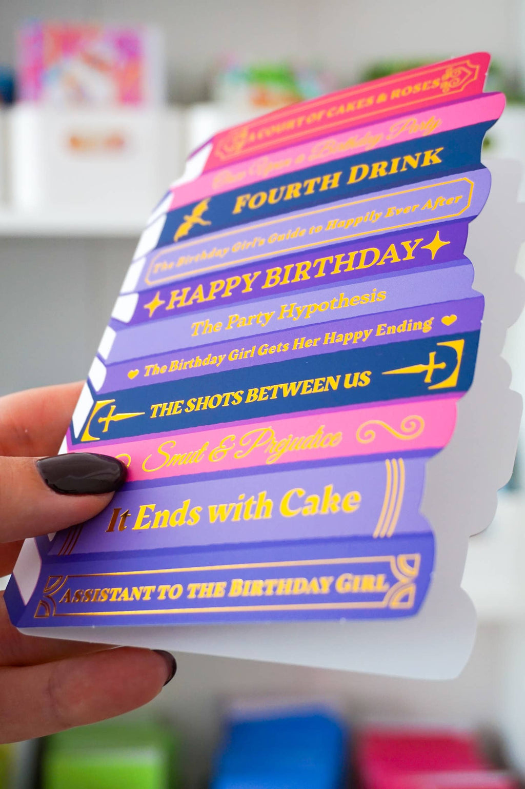 Purple Romantasy Books - Gold Foil Birthday Card