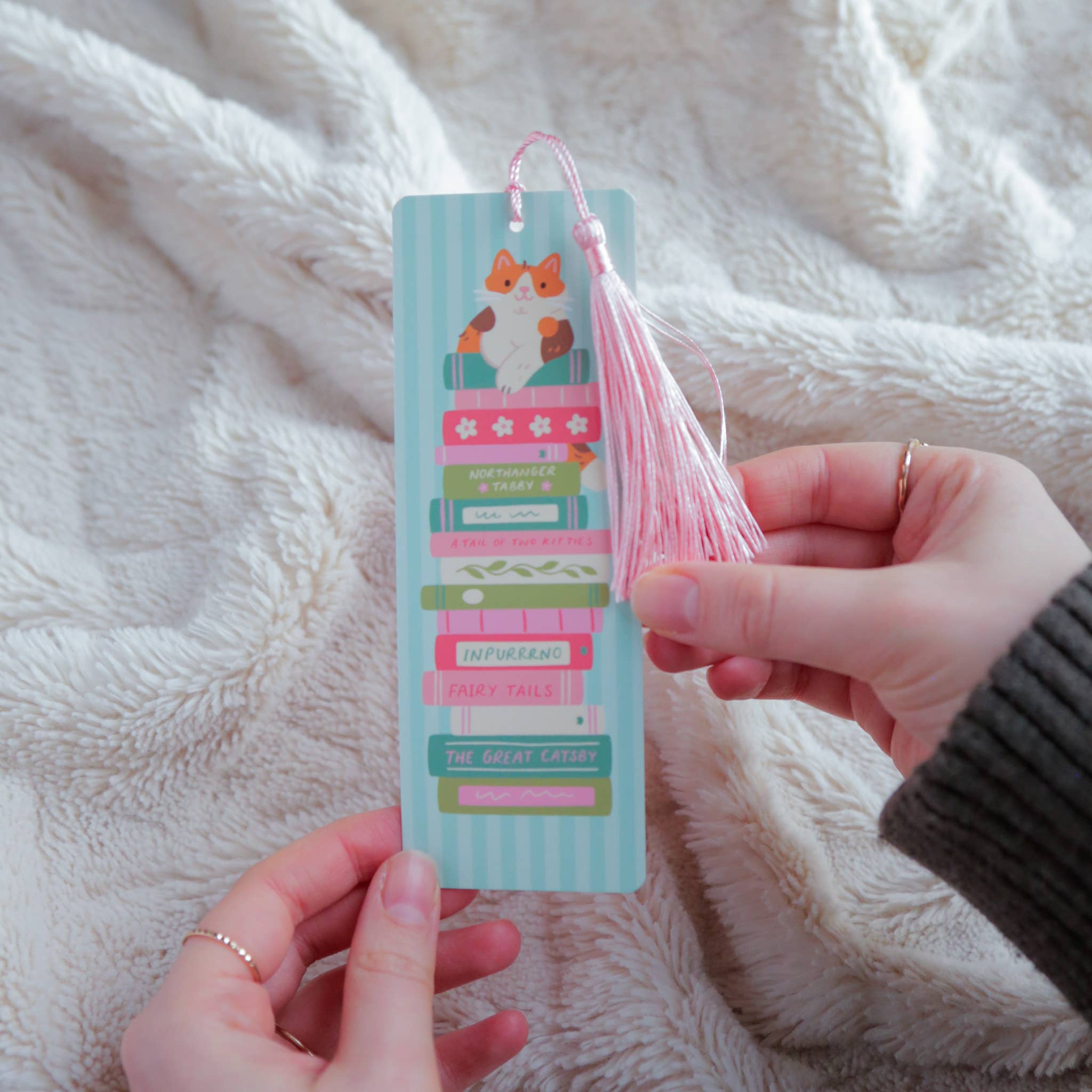 Cat Book Stack Bookmark with Tassel
