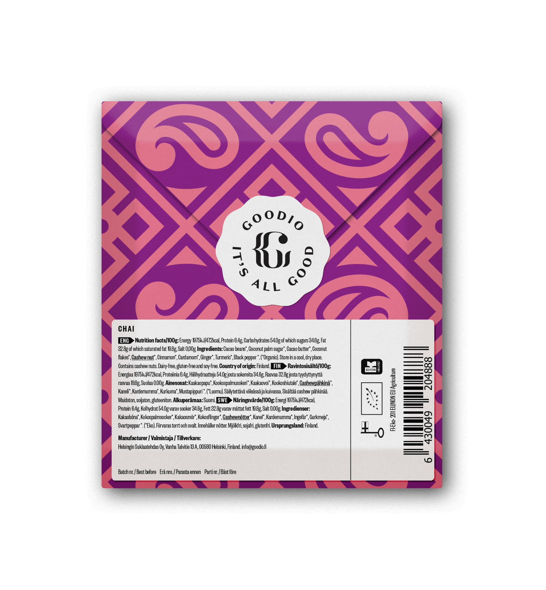 Goodio Chocolate - Chai Chocolate 50%