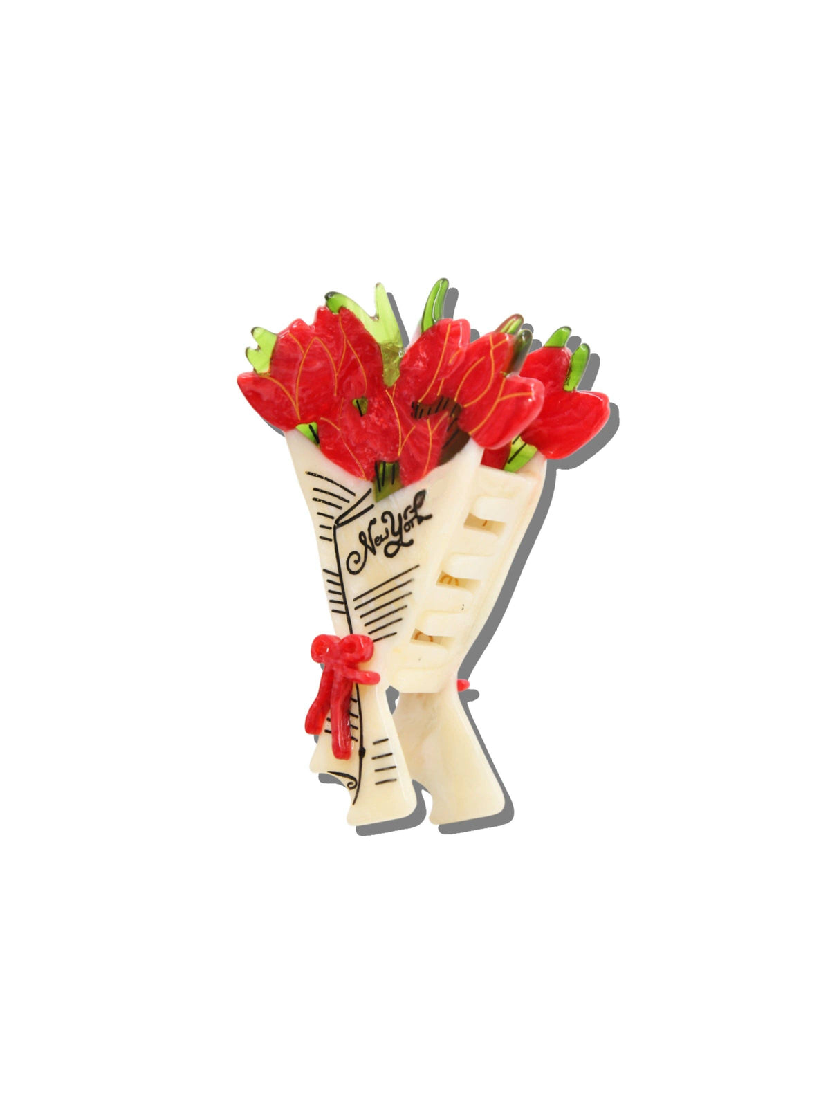 Hand-painted Newspaper Tulips Claw Hair Clip | Eco-Friendly