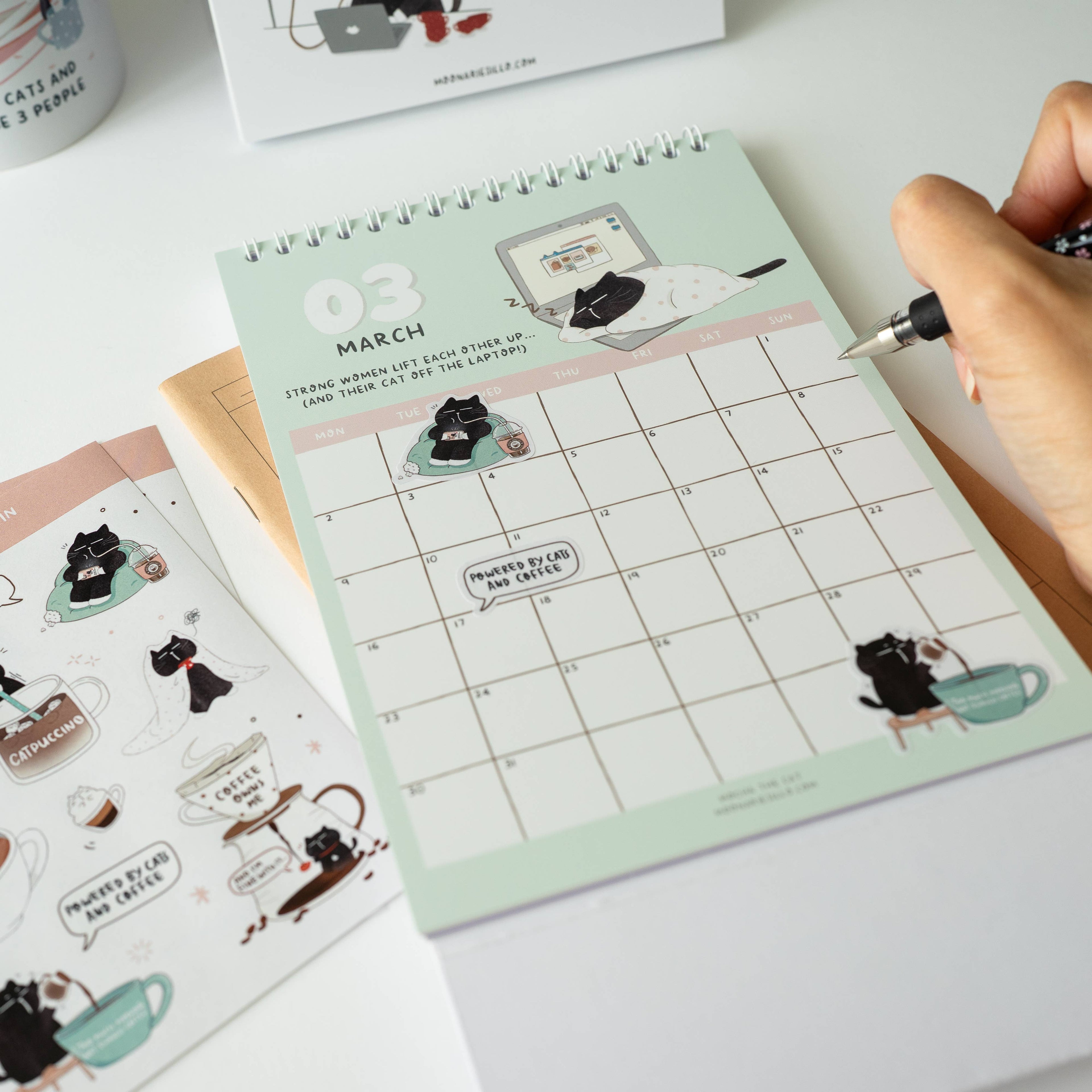 Funny Black Cat Sticker Sheet for Coffee & Cat Lovers