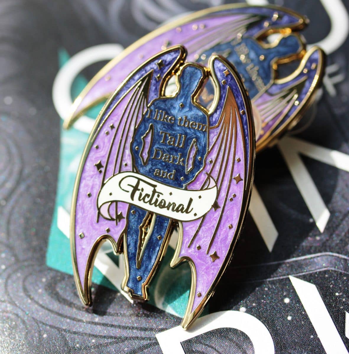 Geek and Artsy - Tall Dark and Fictional Enamel Pin