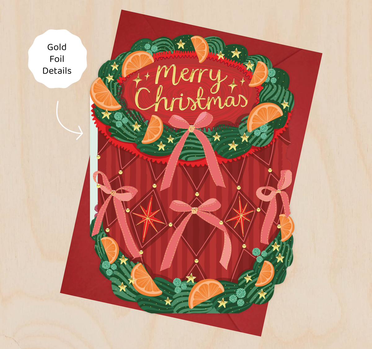 Merry Christmas - Cake Shaped Christmas Card
