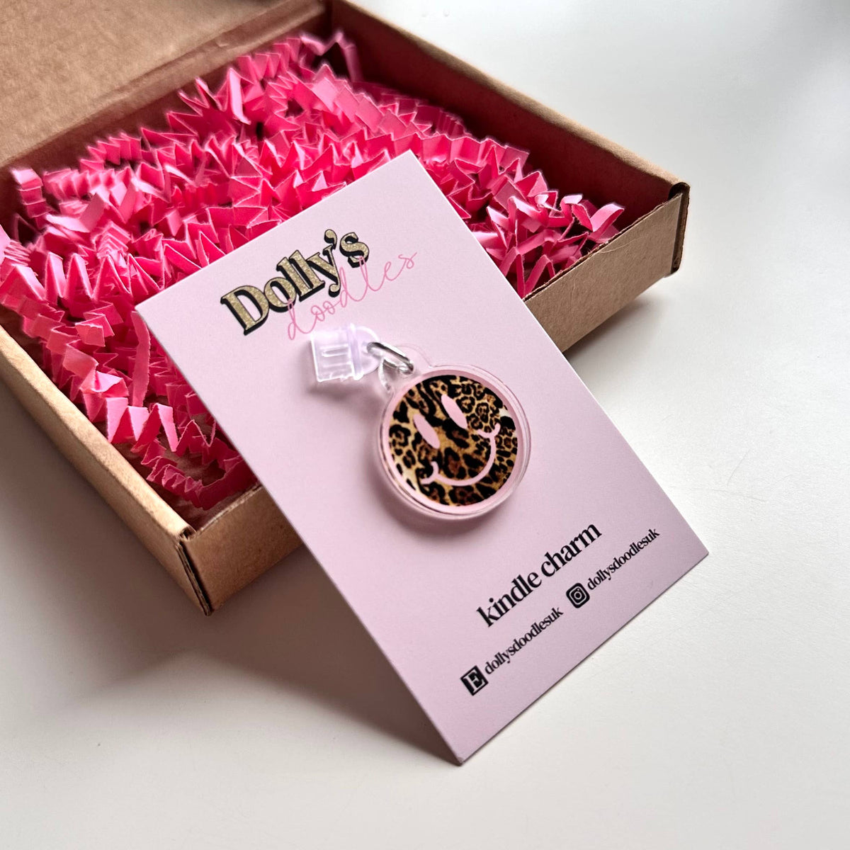Kindle Charm - Leopard Smiley Face Book Club Reading Gift