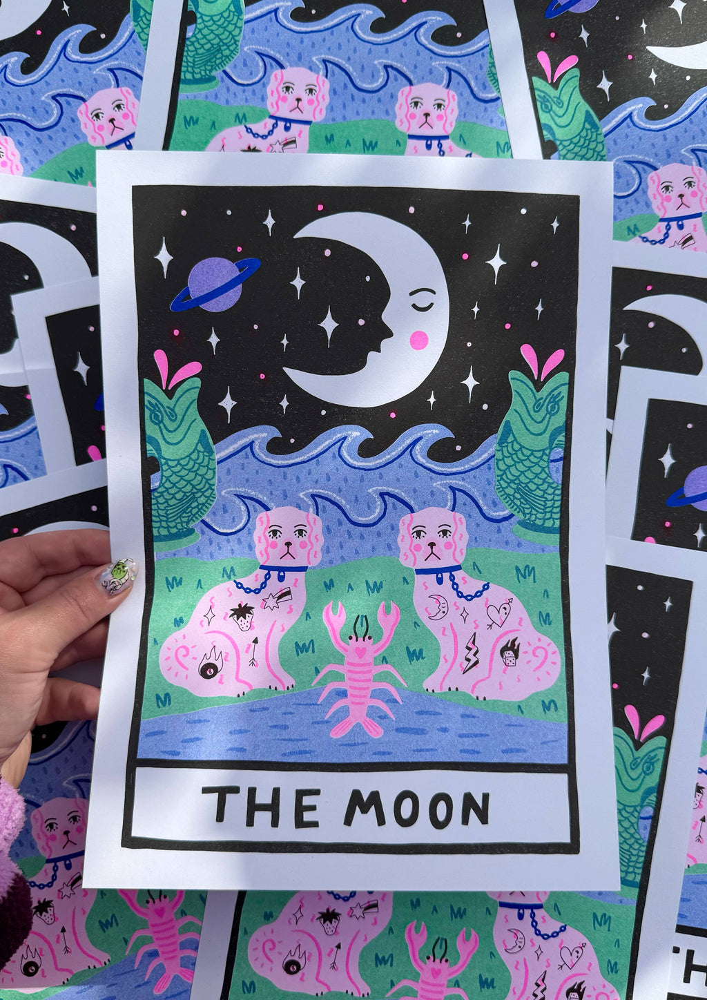The Moon Tarot A4 Risograph Print
