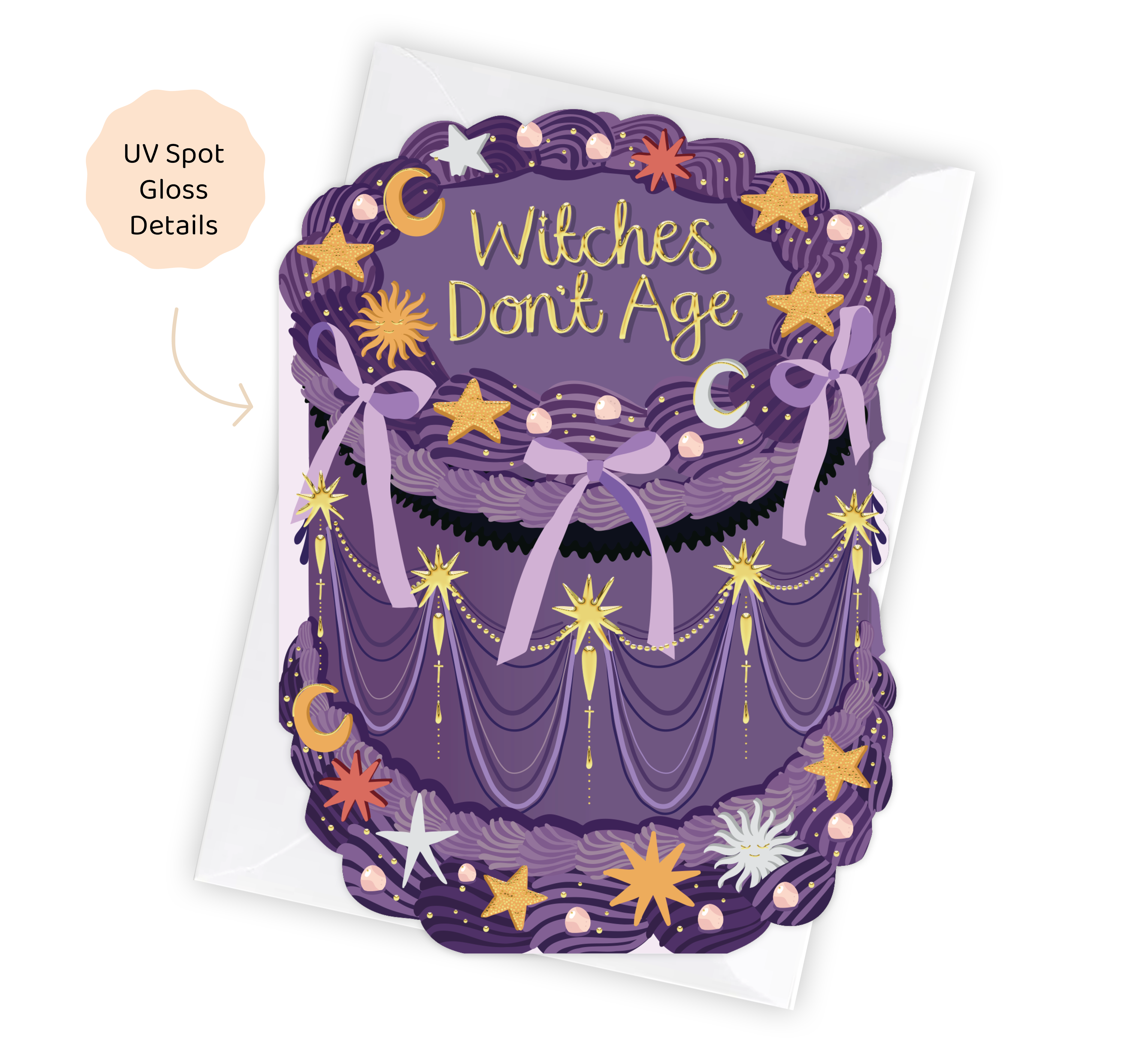 Witches Don't Age - Birthday Cake Shaped Greeting Card