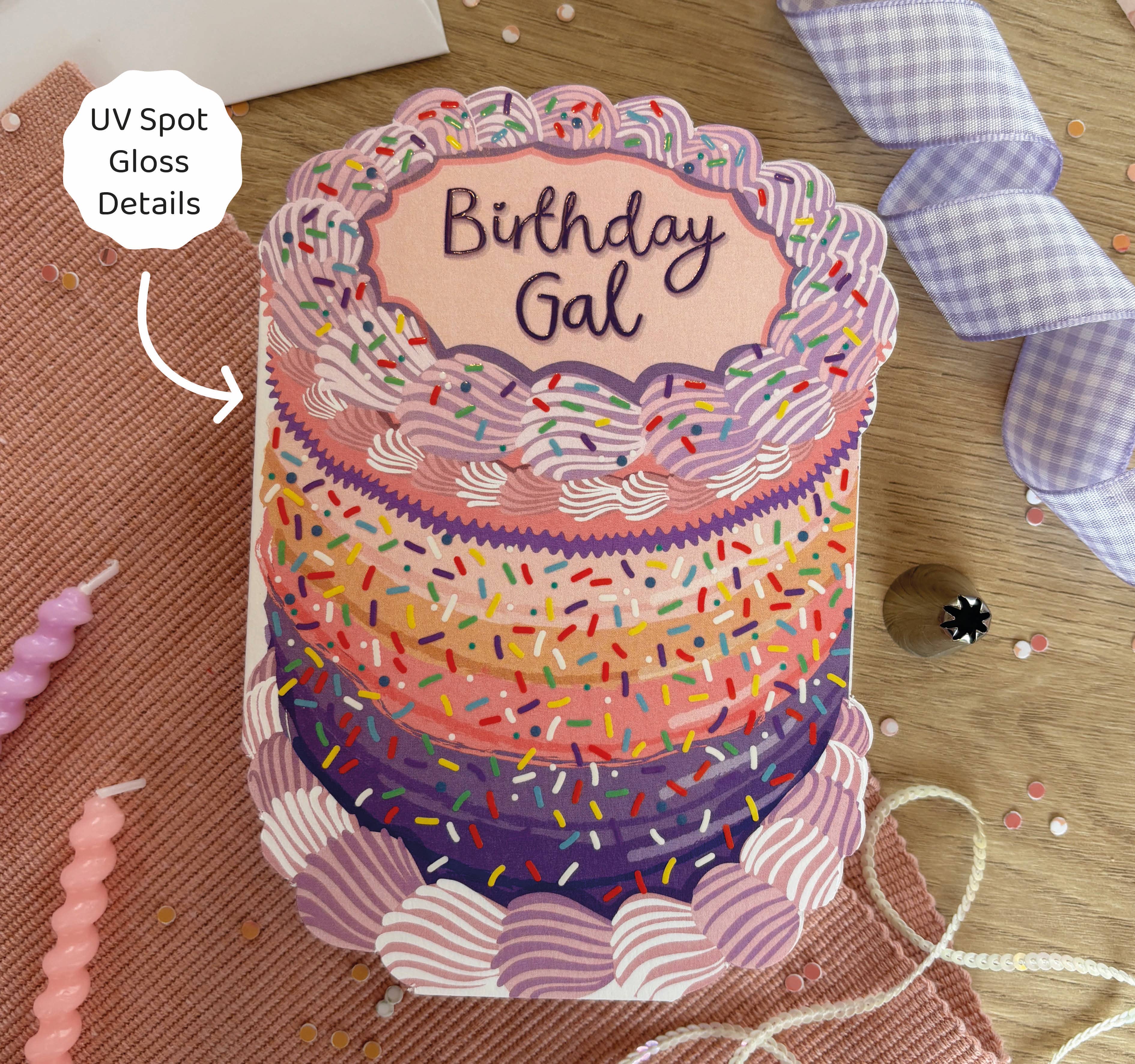 Birthday Gal - Birthday Cake Shaped Greeting Card