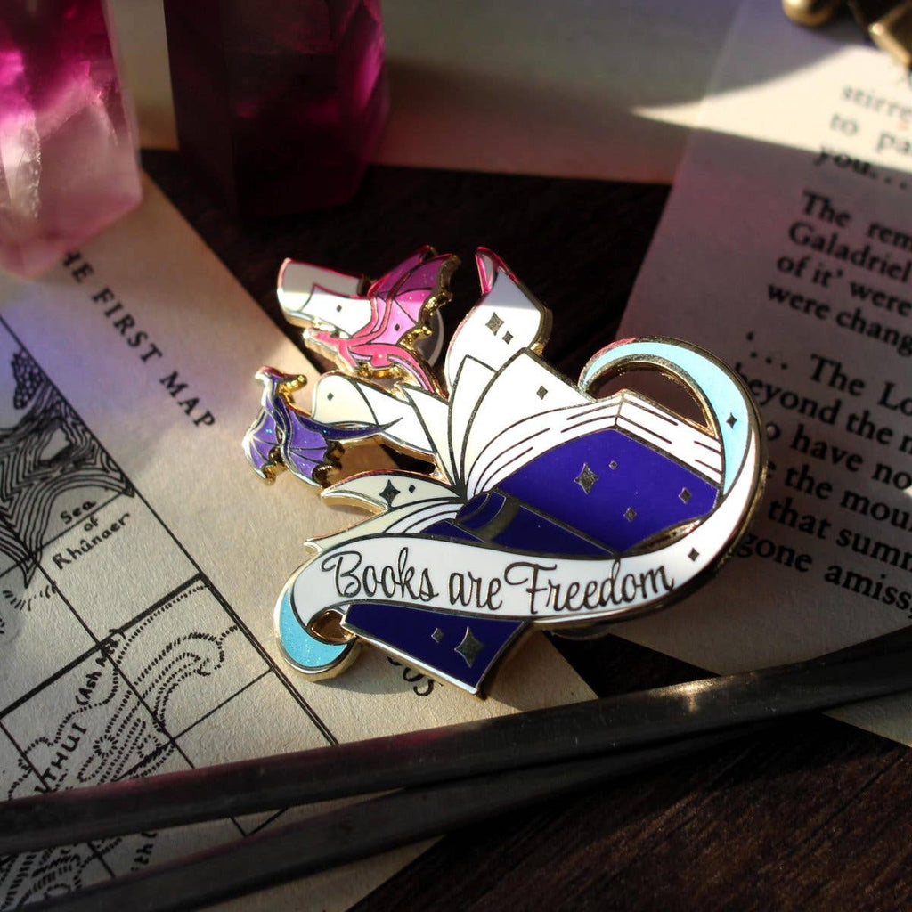 Geek and Artsy - Books are Freedom Enamel Pin