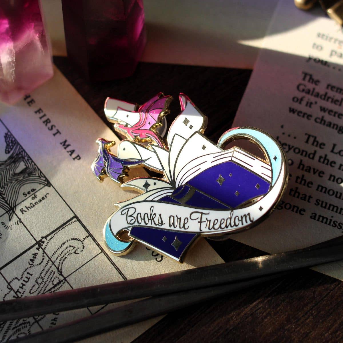 Geek and Artsy - Books are Freedom Enamel Pin