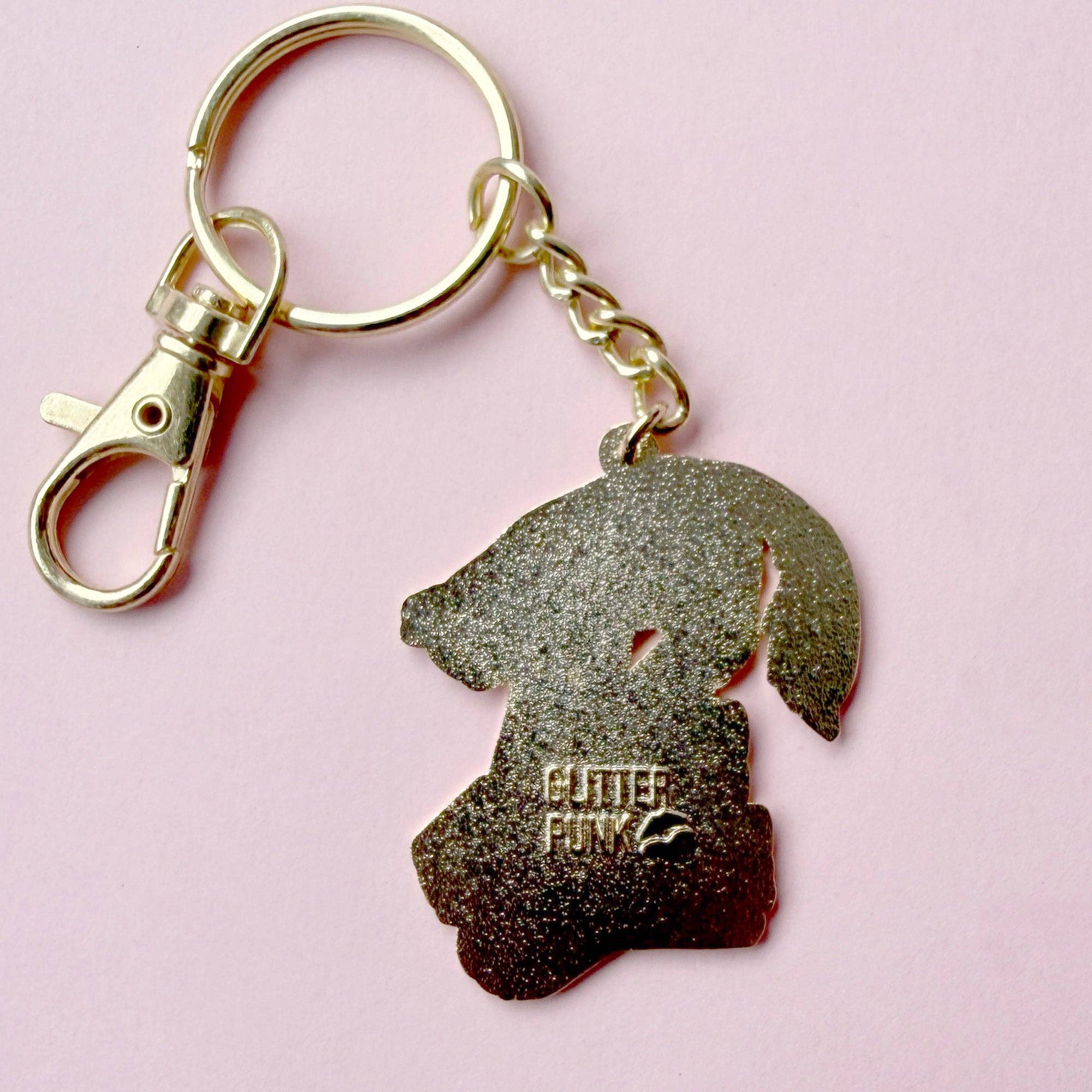Glitter Punk - Book Hoarding Doesn't Count keychain