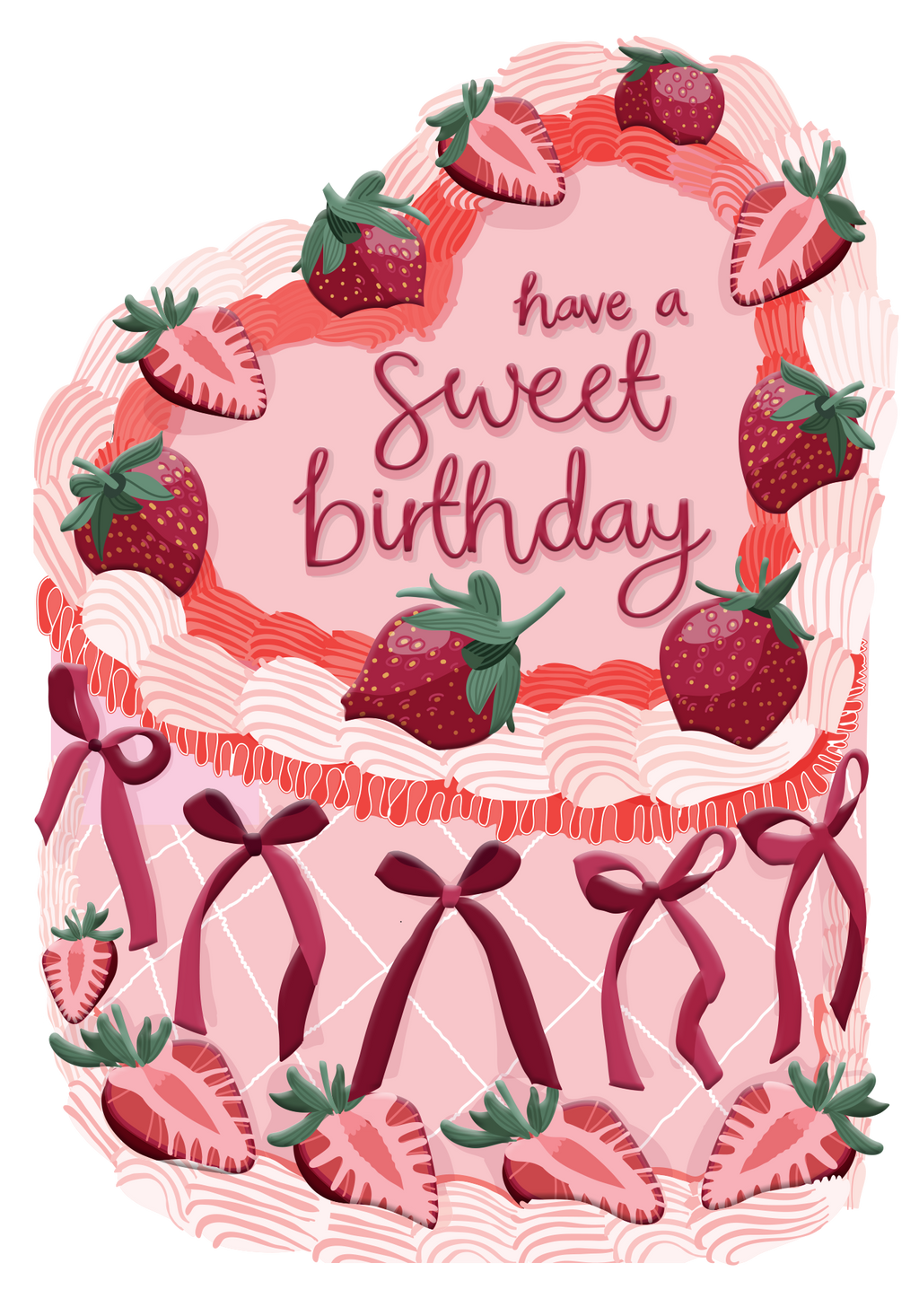 Sweet Birthday - Strawberry Birthday Cake Shaped Card