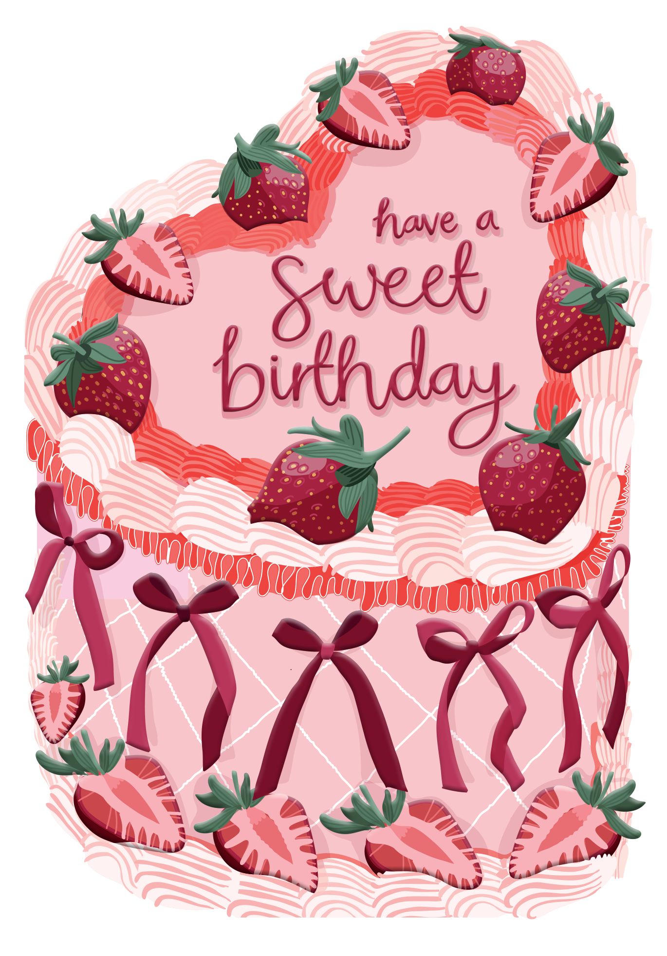 Sweet Birthday - Strawberry Birthday Cake Shaped Card