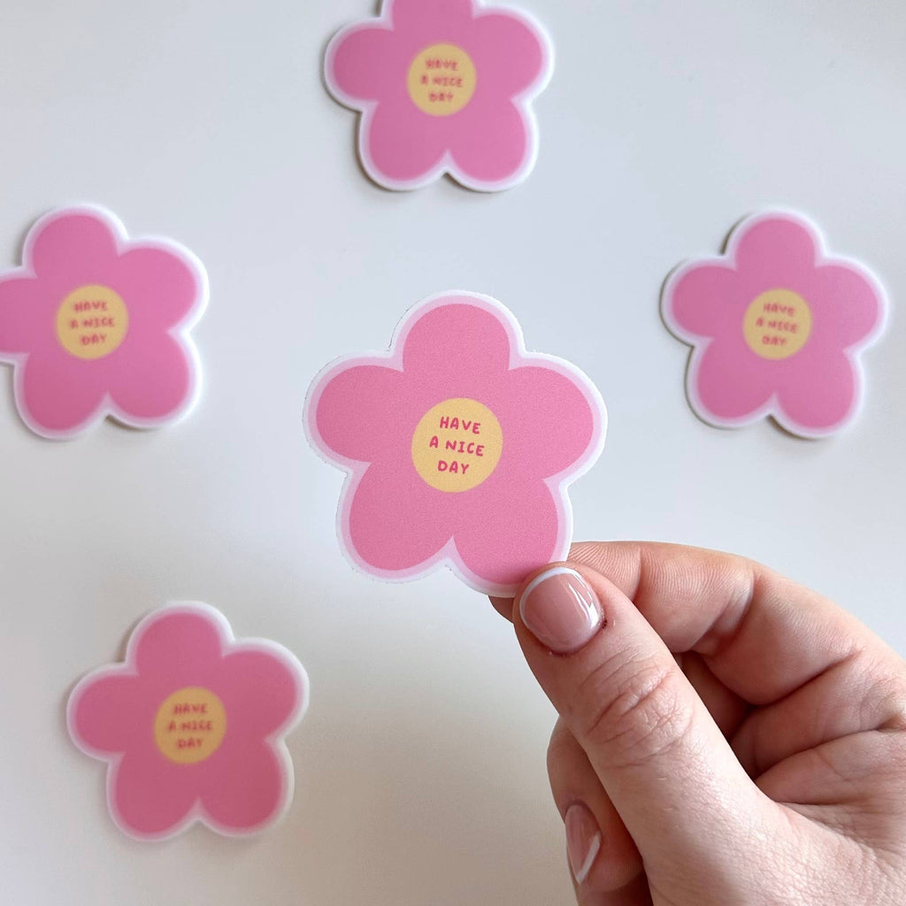 Dolly's Doodles - Have a Nice Day Flower Sticker (Pink)
