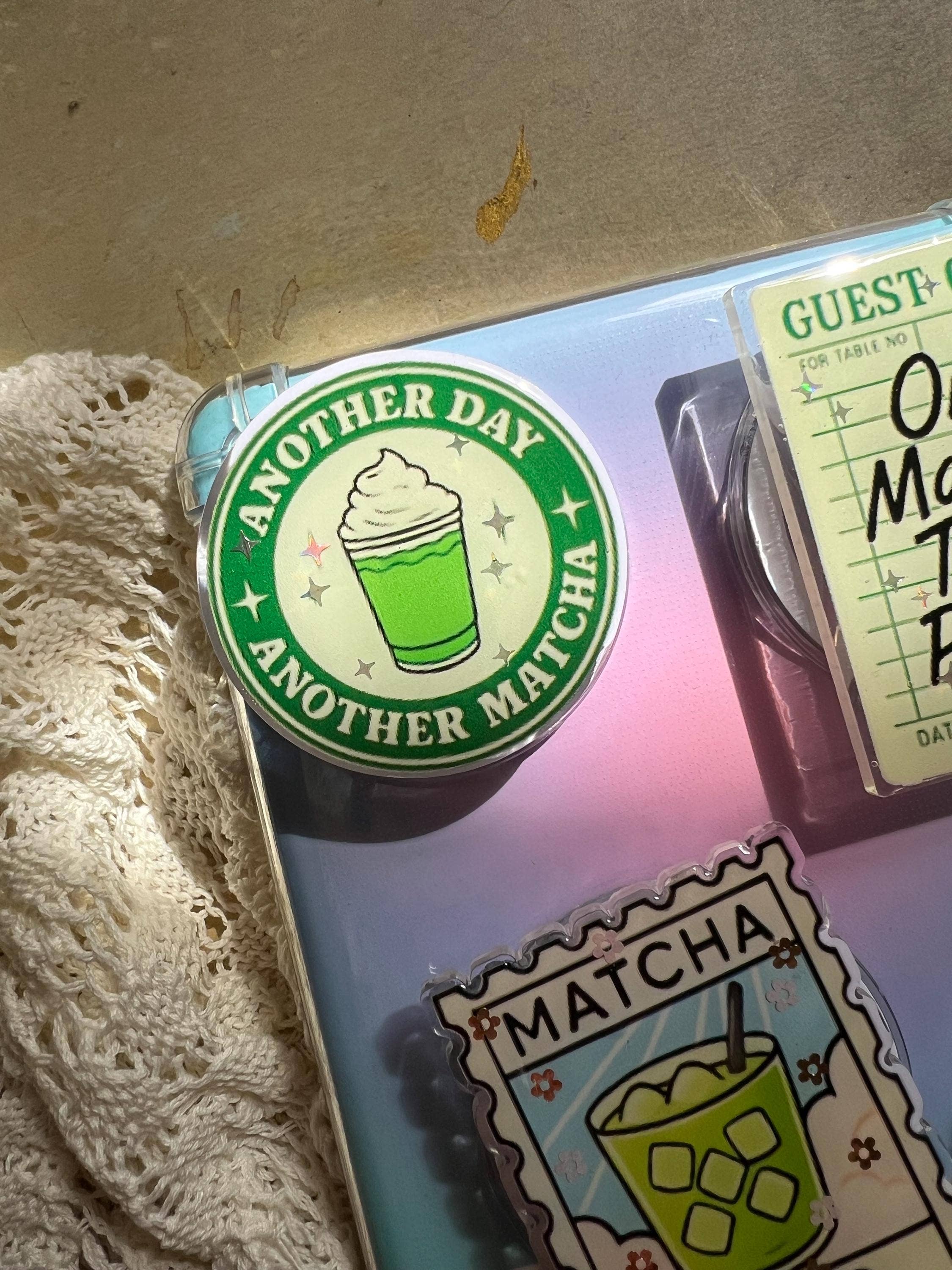 Matcha-Themed Kindle Grip & Phone Holder