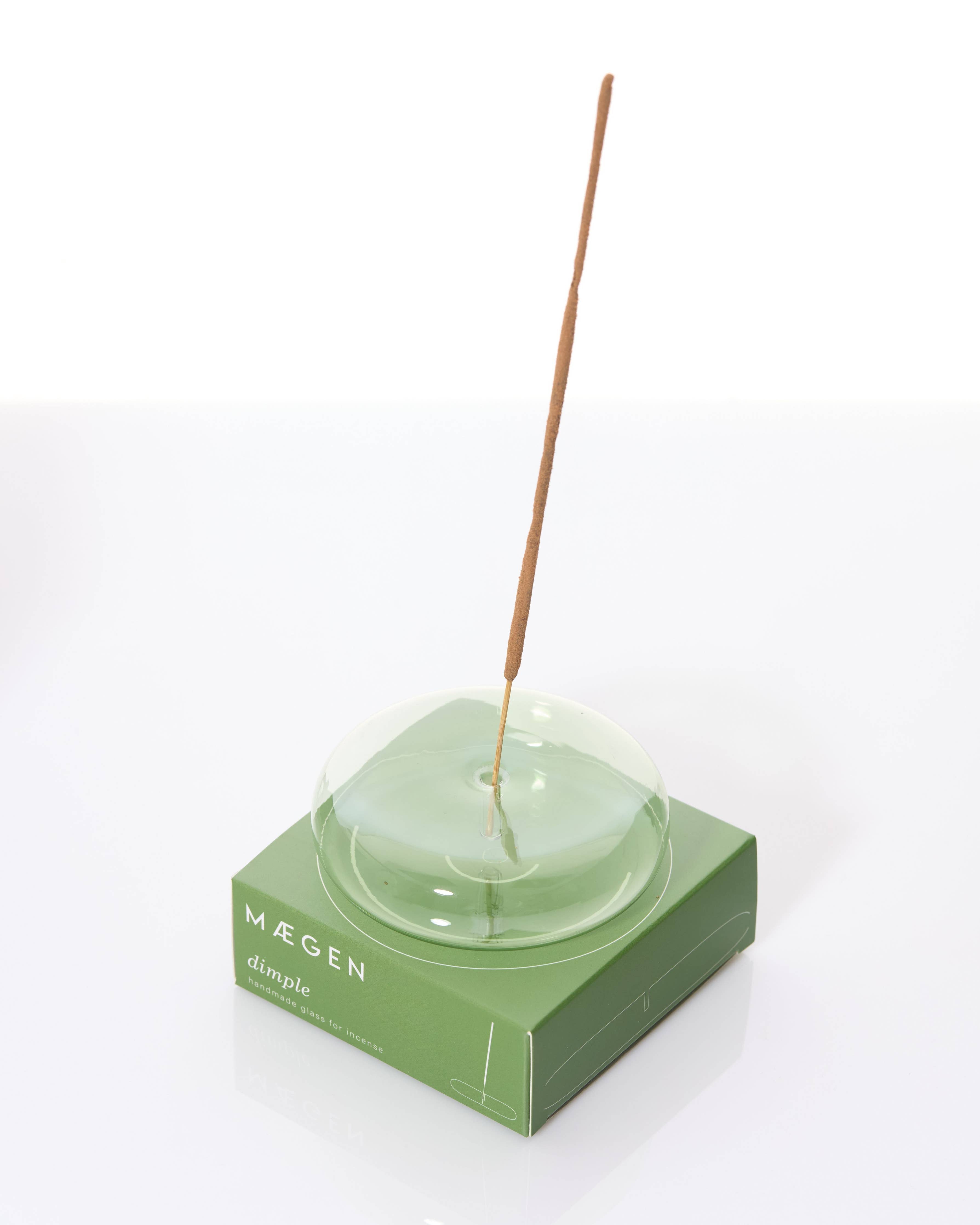 MÆGEN - Hand Blown Glass Incense Holder Green
