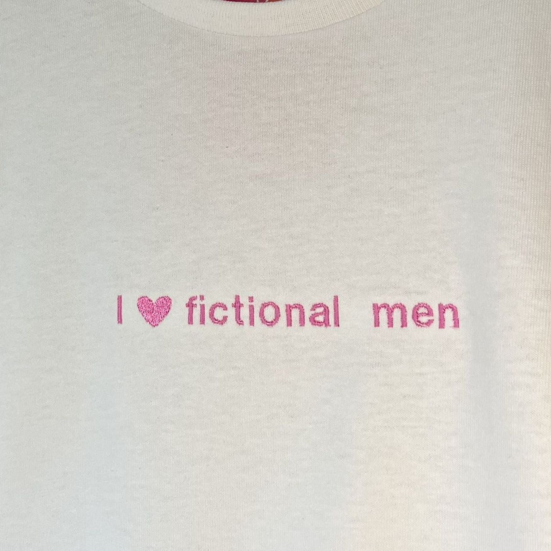 "I <3 fictional men" embroidered T-shirt