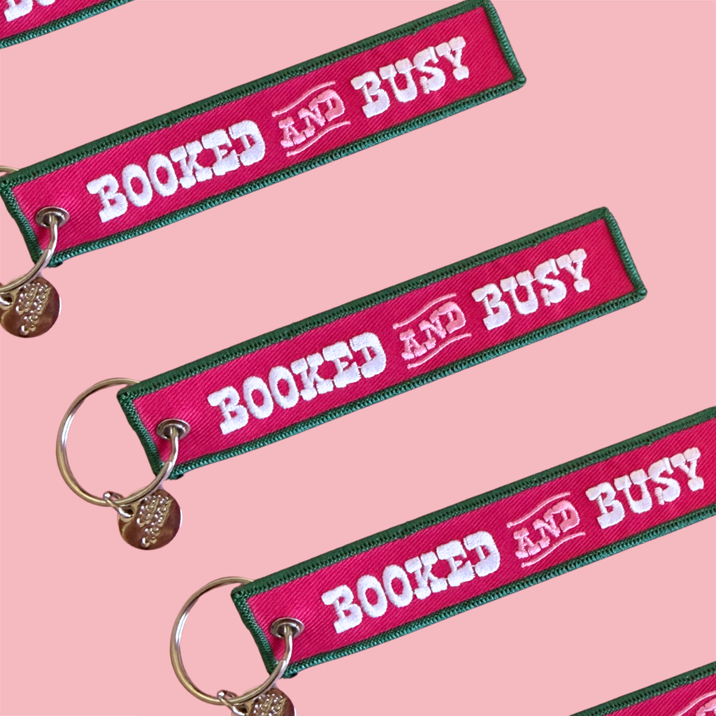 Booked & Busy Fabric Keychain / Pull Tag 💘