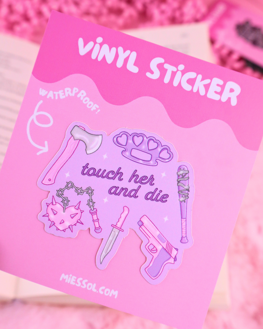 Touch Her And Die Vinyl Waterproof Bookish Sticker 