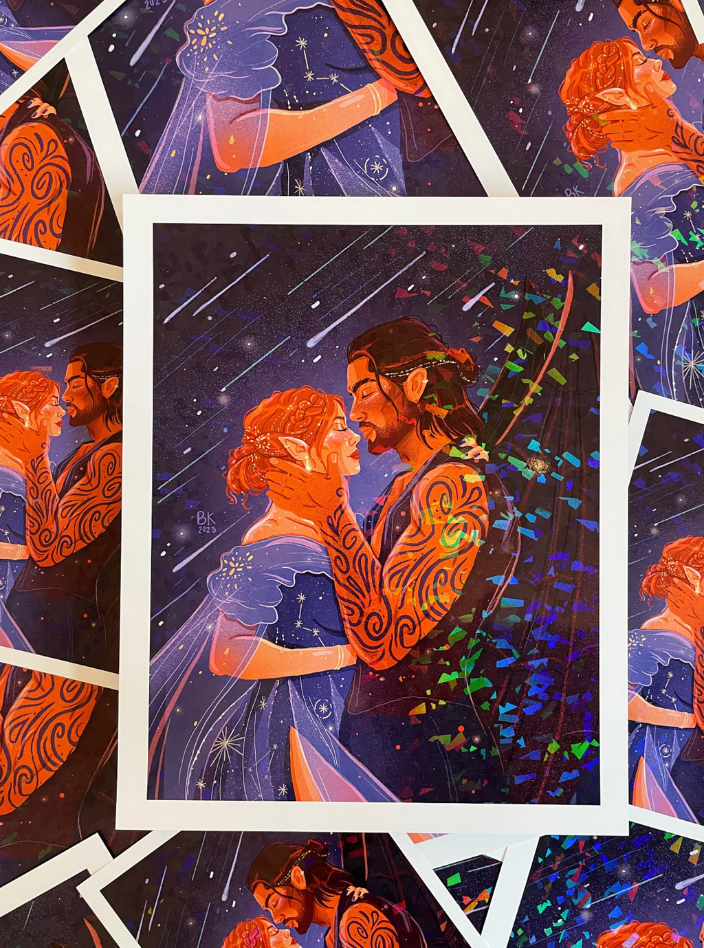 Nesta and Cassian Holographic print