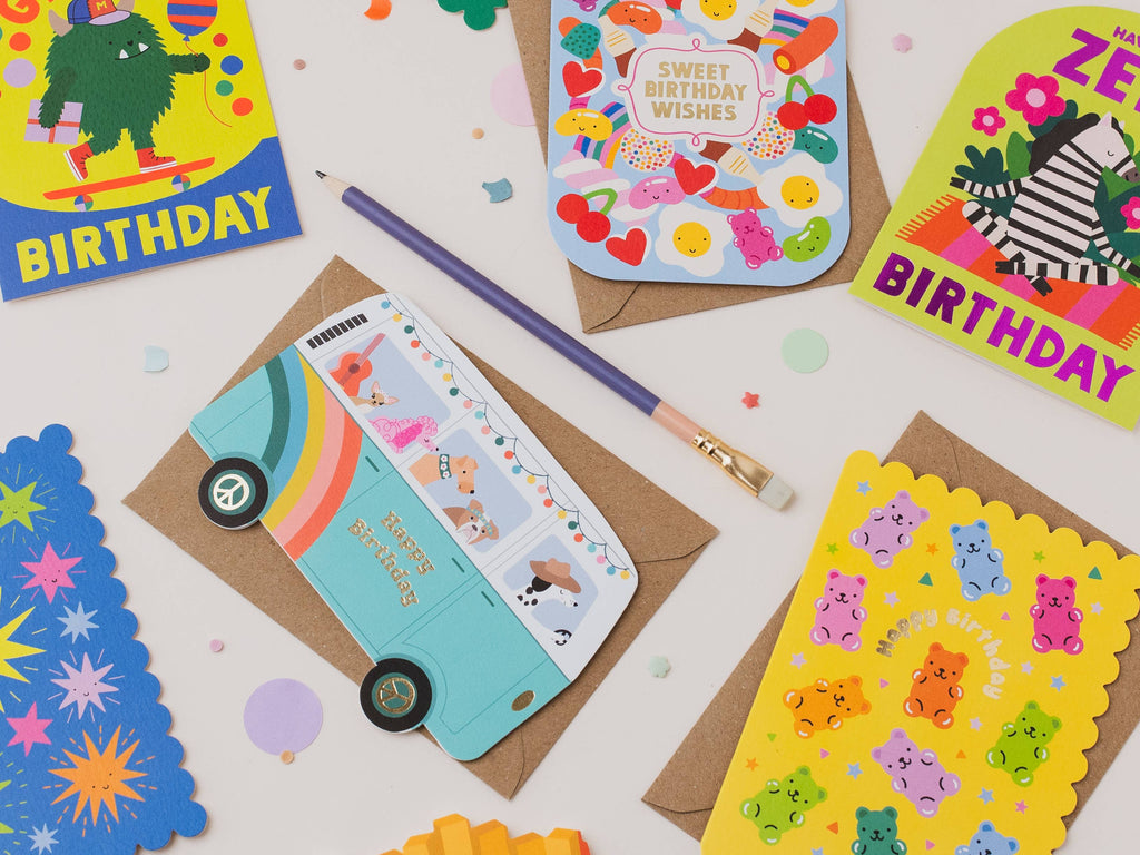 Dog Camper Van Birthday Card | Fun Kids Birthday Card