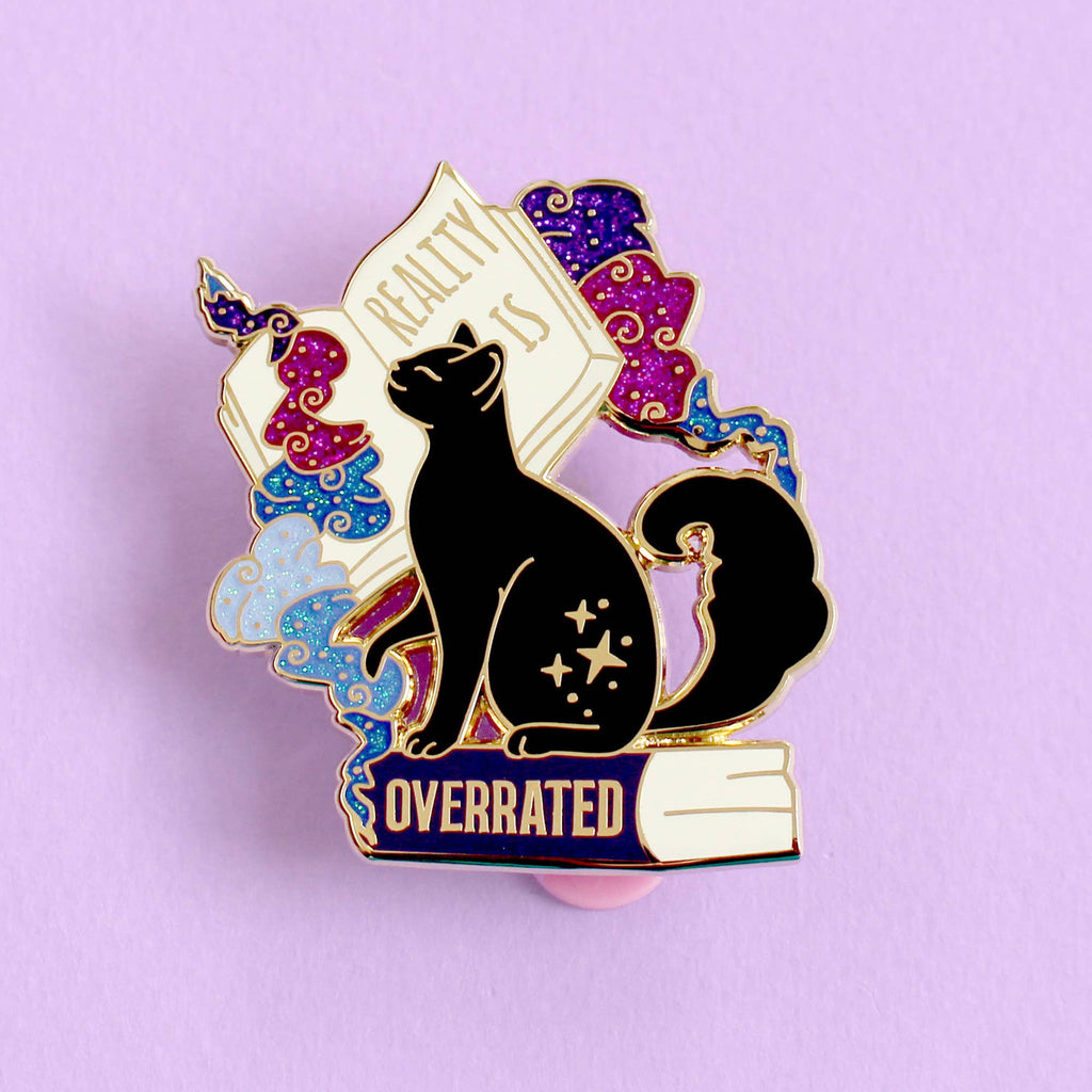 Glitter Punk - Reality is Overrated Cat Enamel Pin