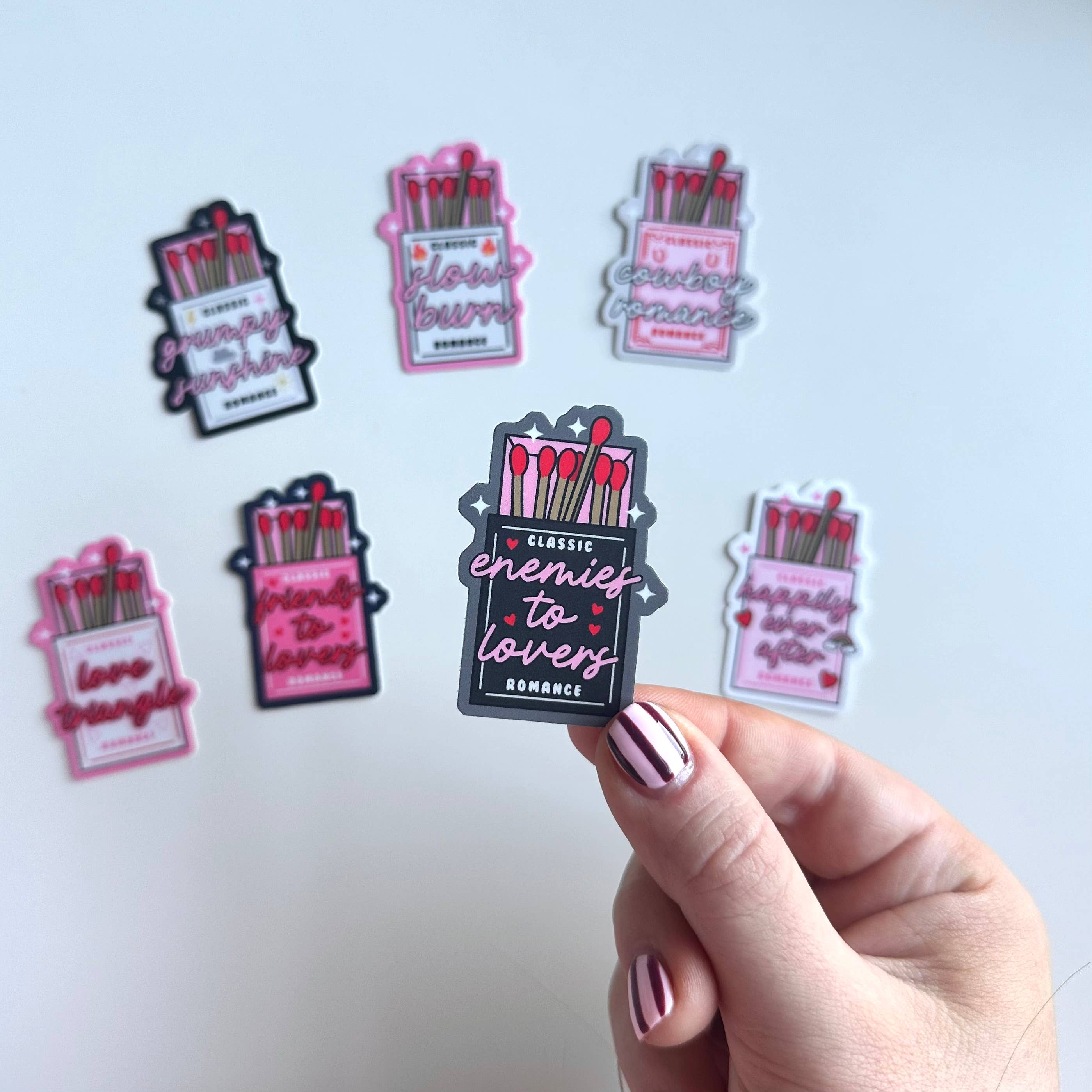 Dolly's Doodles - Enemies to Lovers Matchbox Matte Sticker