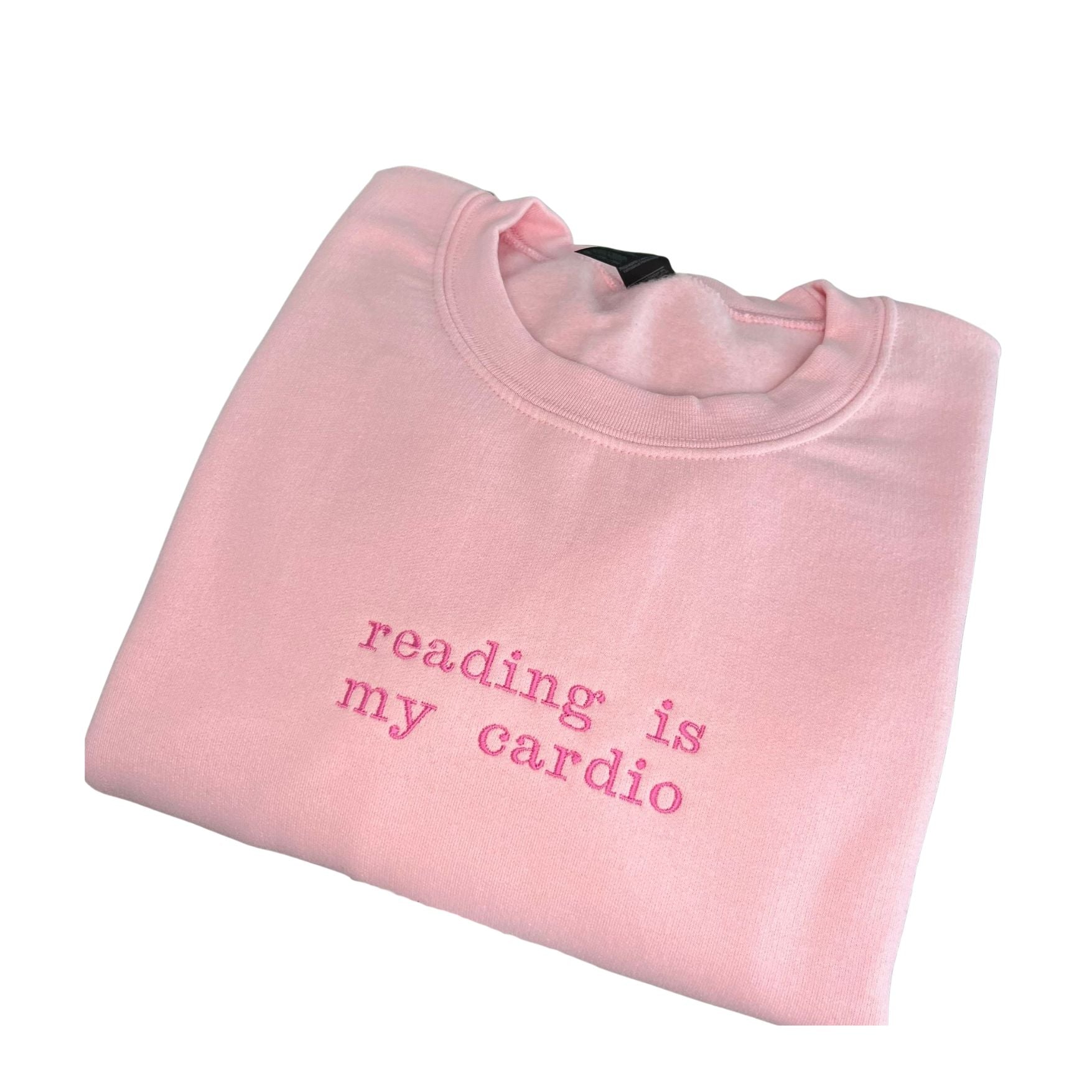 "reading is my cardio" embroidered sweatshirt