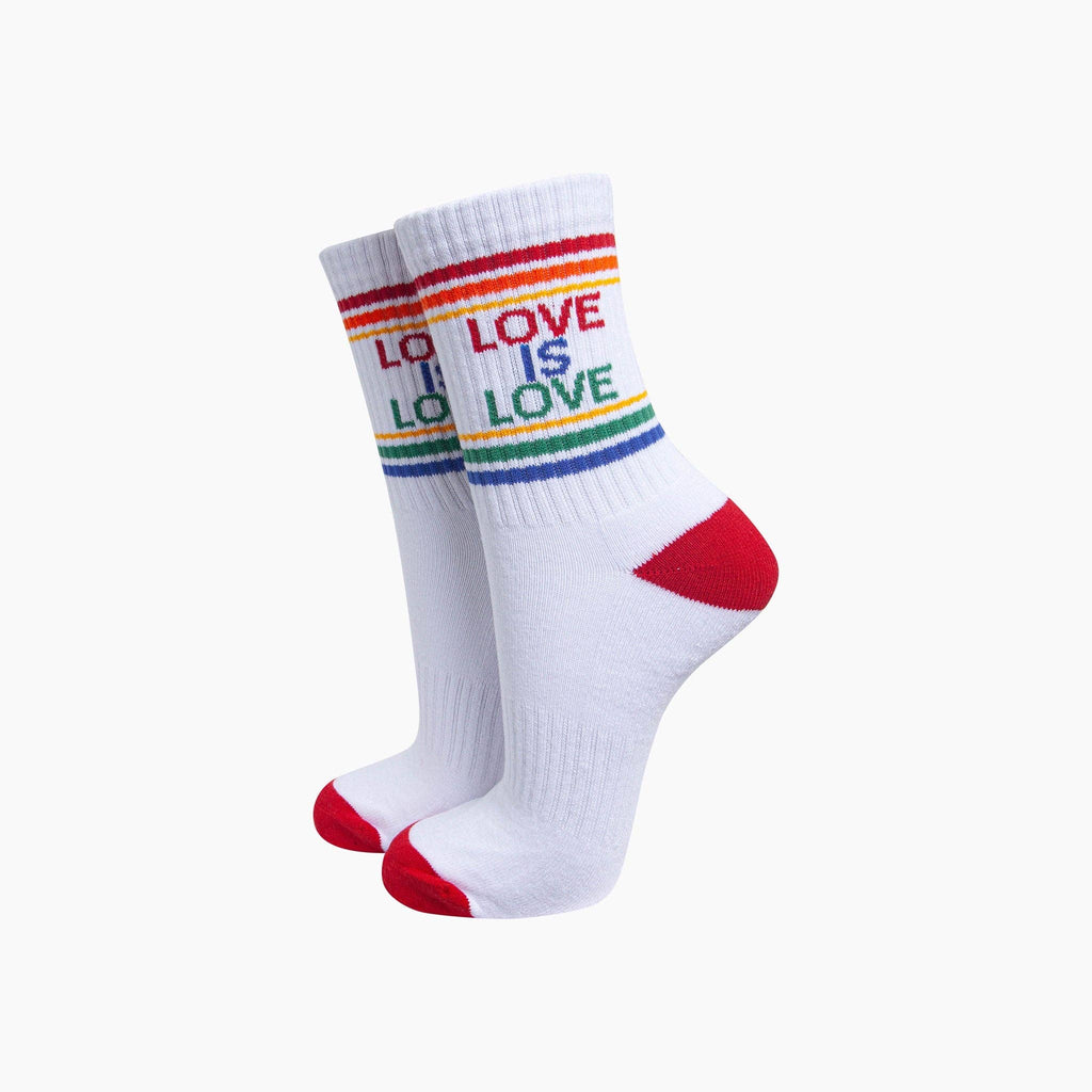 Love Is Love Organic Cotton Sports Socks in White/Multi