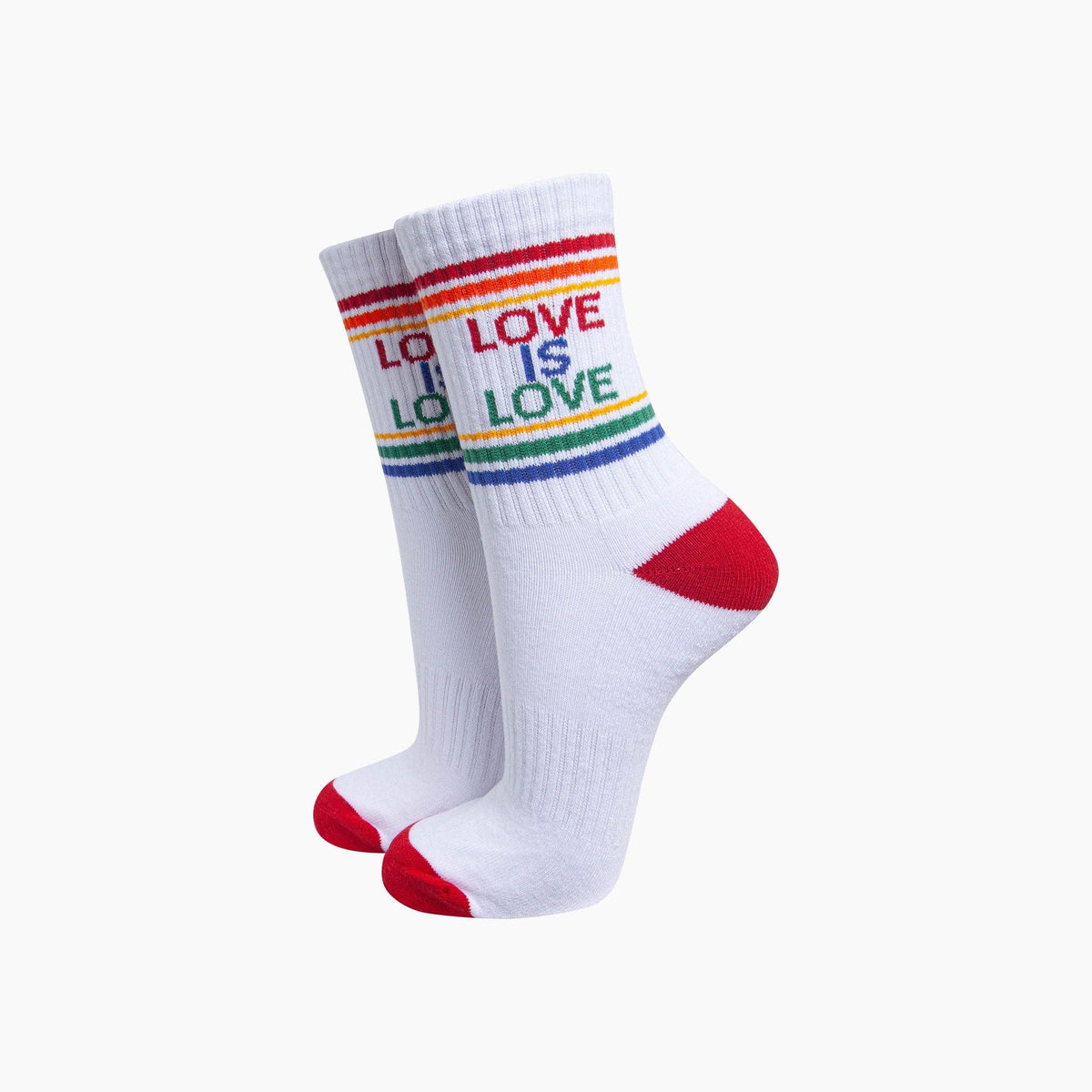 Love Is Love Organic Cotton Sports Socks in White/Multi