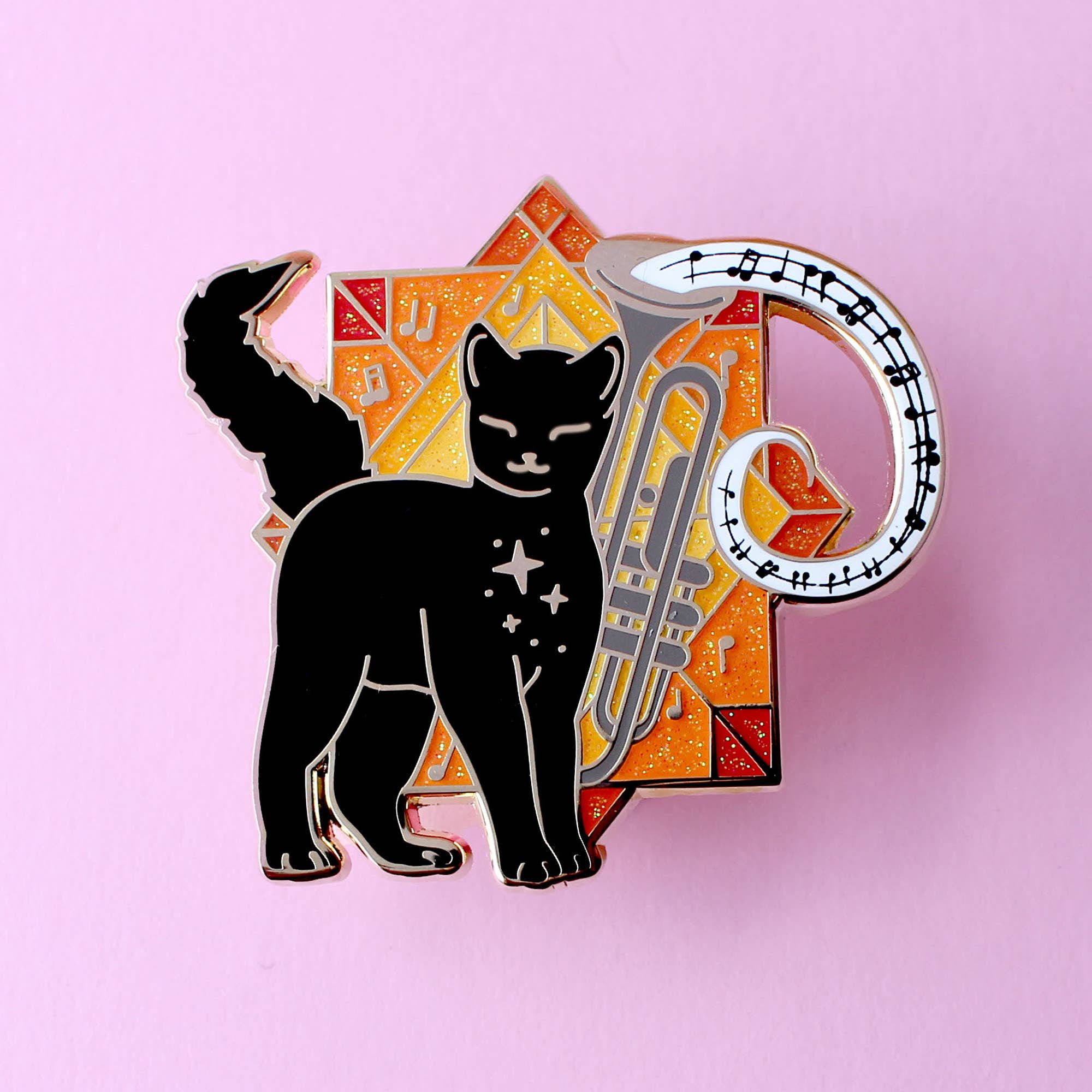 Glitter Punk - Music Cat Enamel Pin