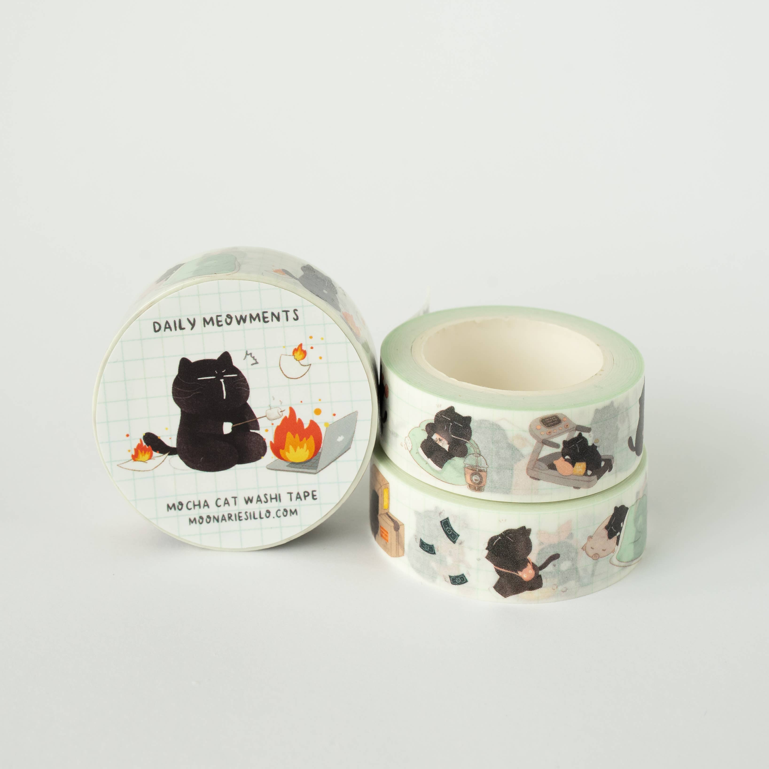 Daily Meowments Black Cat Washi Tape
