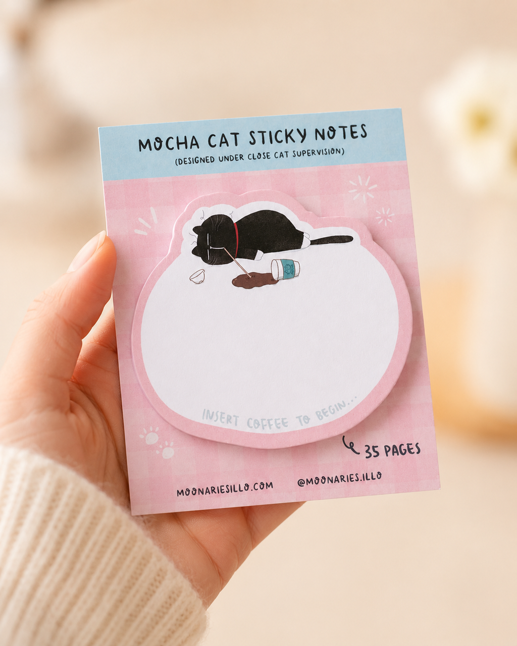 Cat Die-Cut Shaped Sticky Notes, Cat Memo Pad, 35 pages