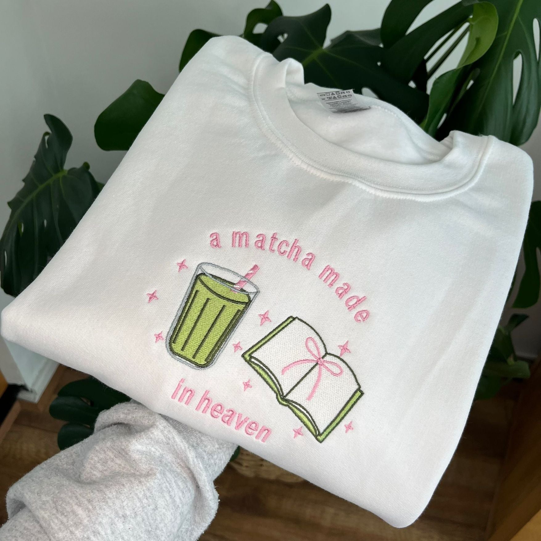 "a matcha made in heaven" embroidered sweatshirt