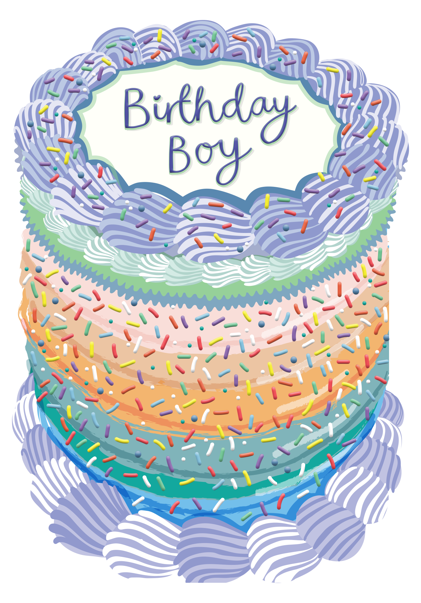 Birthday Boy - Birthday Cake Shaped Greeting Card