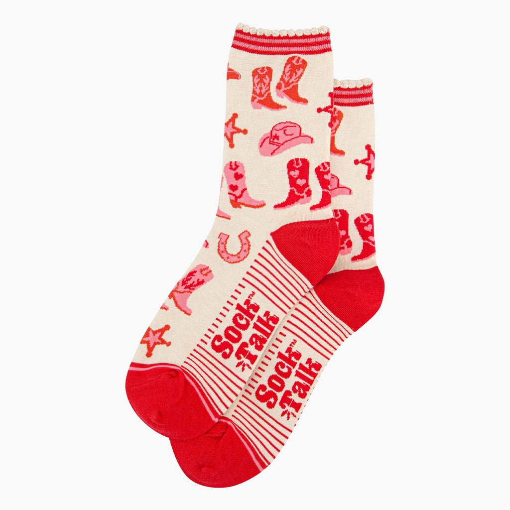 Wild West Cowboy Boots Bamboo Socks in Cream