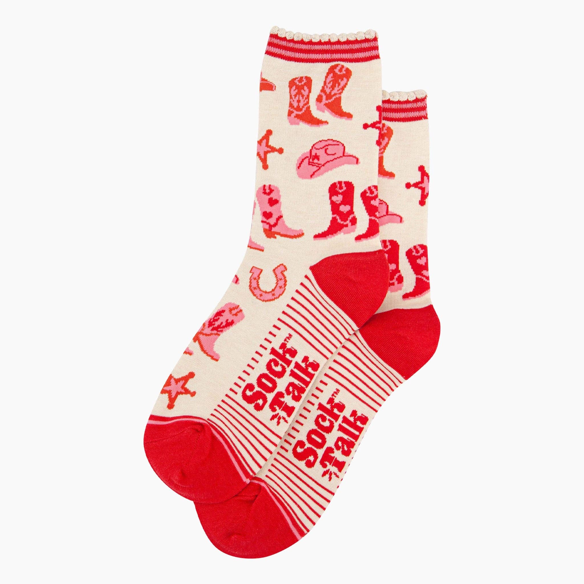 Wild West Cowboy Boots Bamboo Socks in Cream
