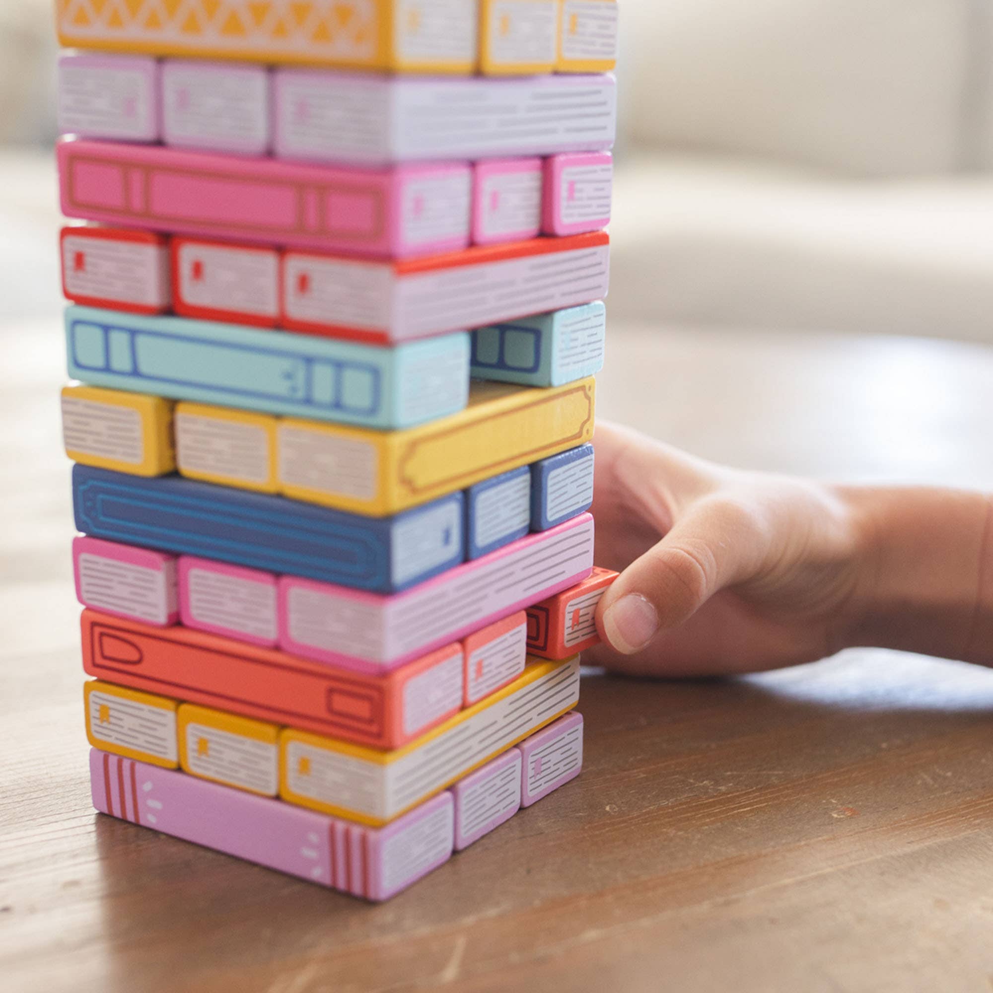 Tumbling Book Stack Jenga - Wooden Block Stacking & Balance Game (slight damage)