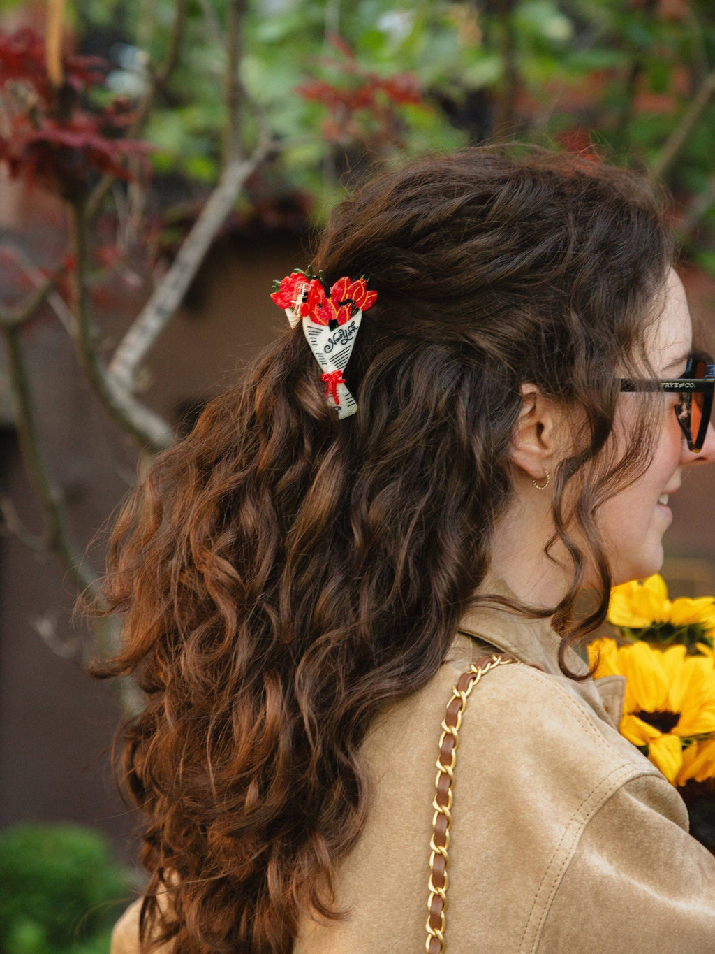 Hand-painted Newspaper Tulips Claw Hair Clip | Eco-Friendly