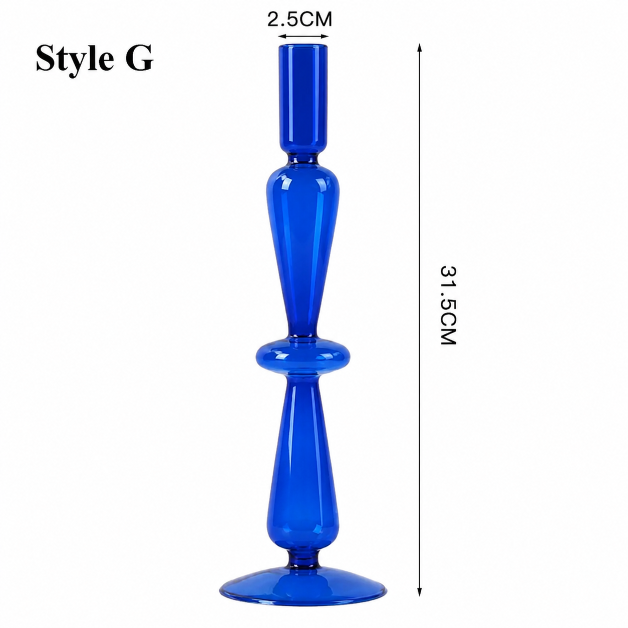 Blue Glass Candlestick Holder / Vase - Modern Candle Stand