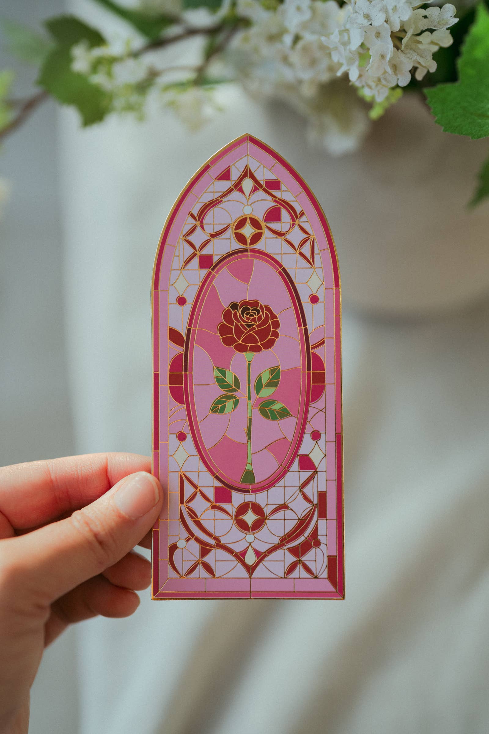 The Bookish Atelier - Stained Glass Rose Bookmark