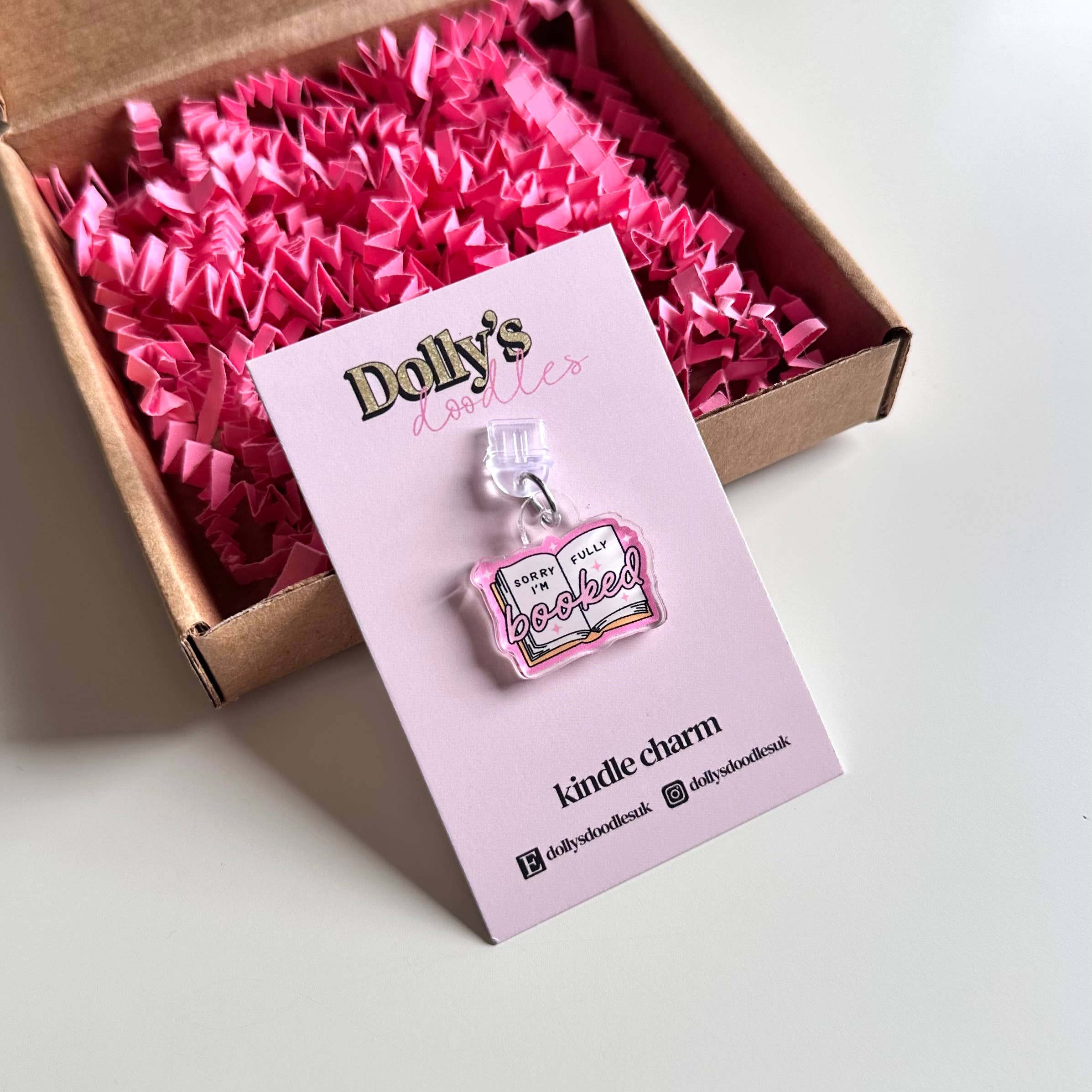 Dolly's Doodles - Sorry I’m Fully Booked Pink Kindle Charm