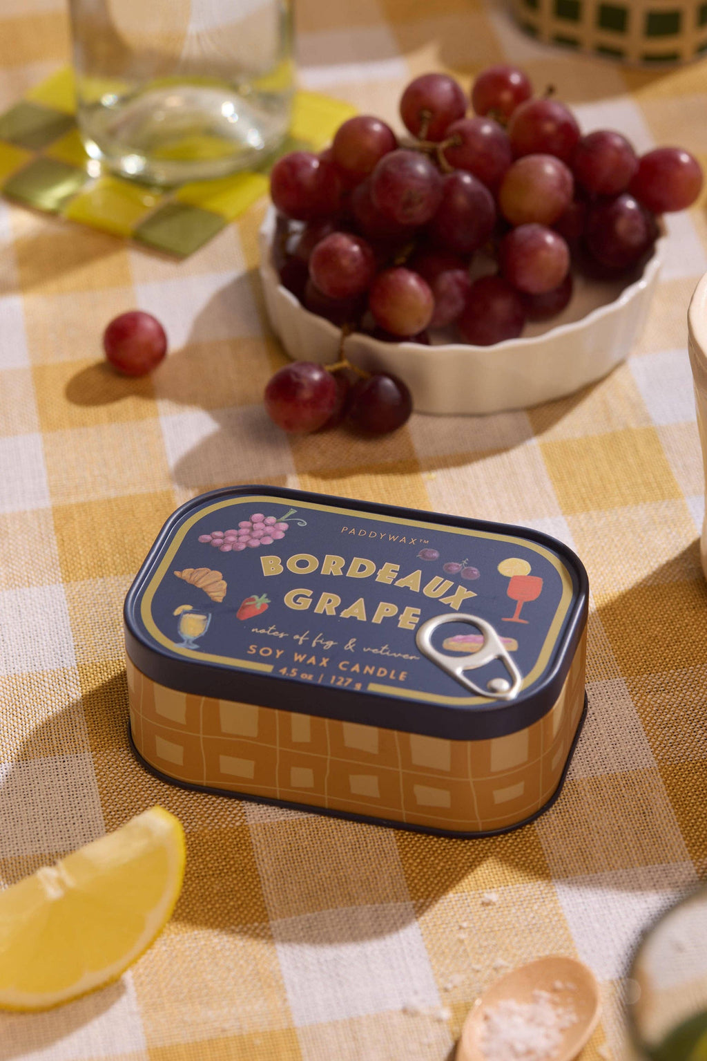 Paddywax Bistro 4.5oz/127g Grapes Printed Tin Candle - Bordeaux Grape