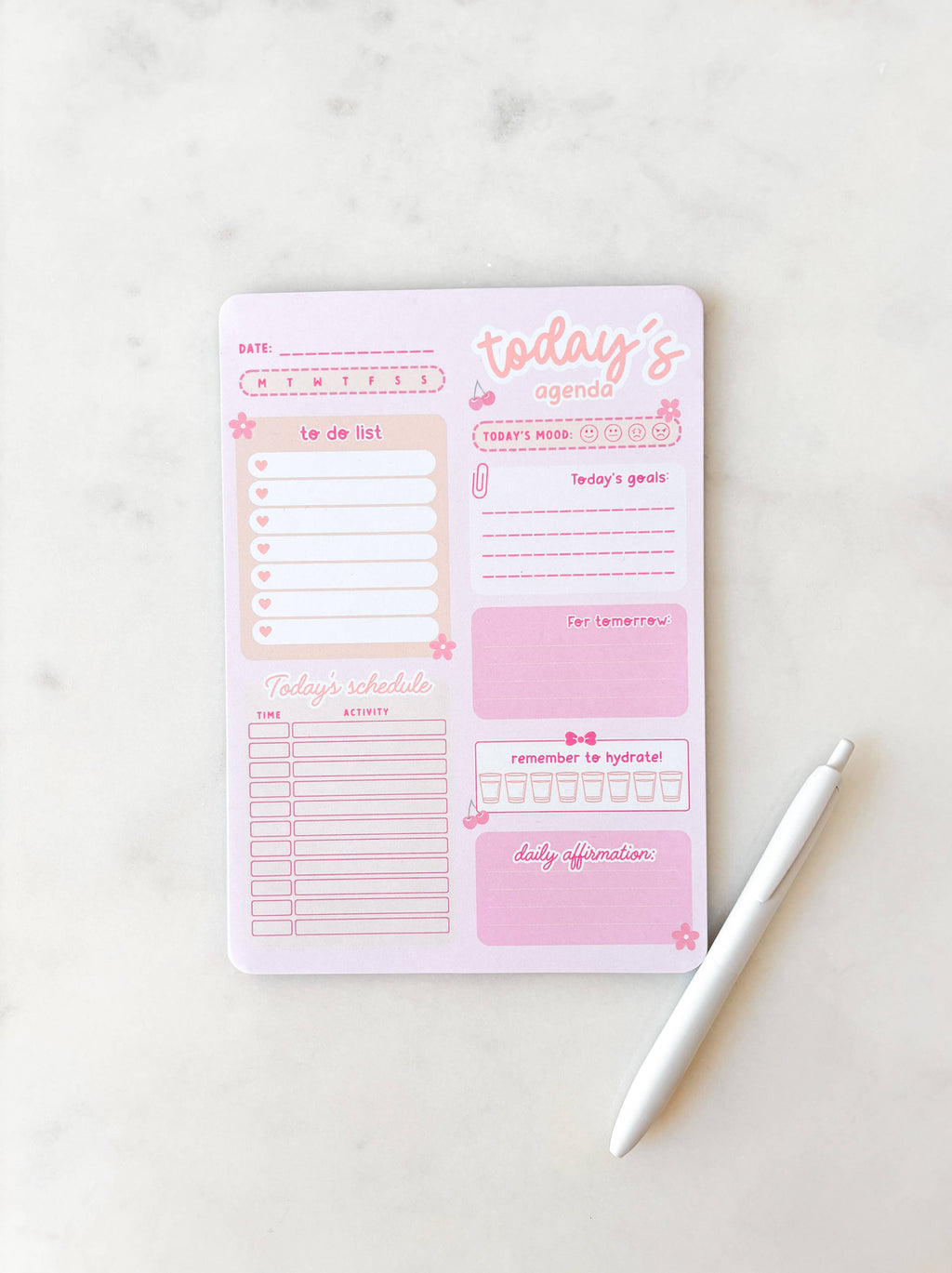 Daily Planner Notepad | A5 Notepad | Today's Agenda