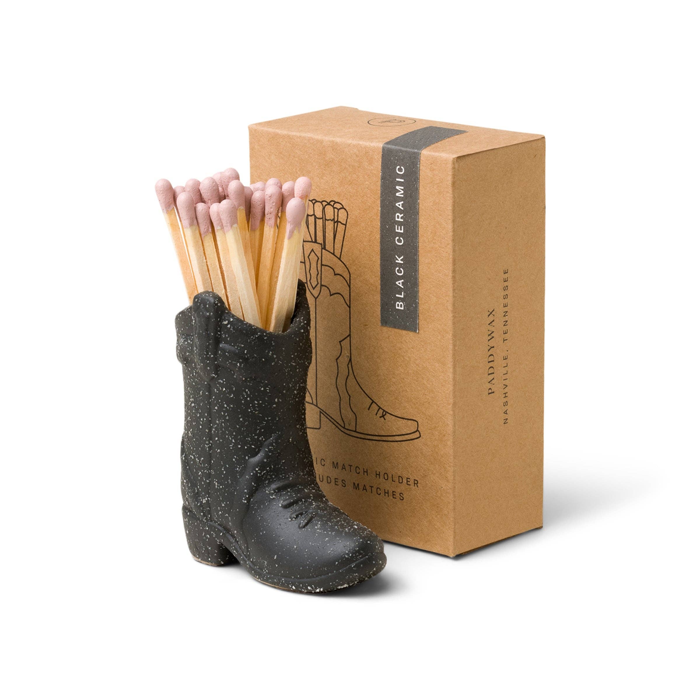 Nashville Ceramic Boot Match Holder (25 Pcs) - Black
