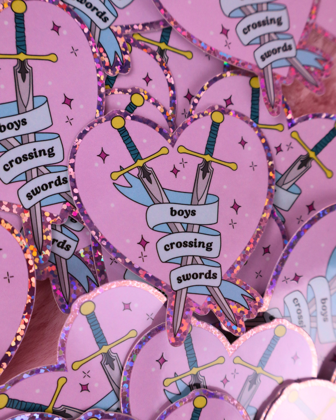 Boys Crossing Swords Vinyl Glitter Bookish Sticker