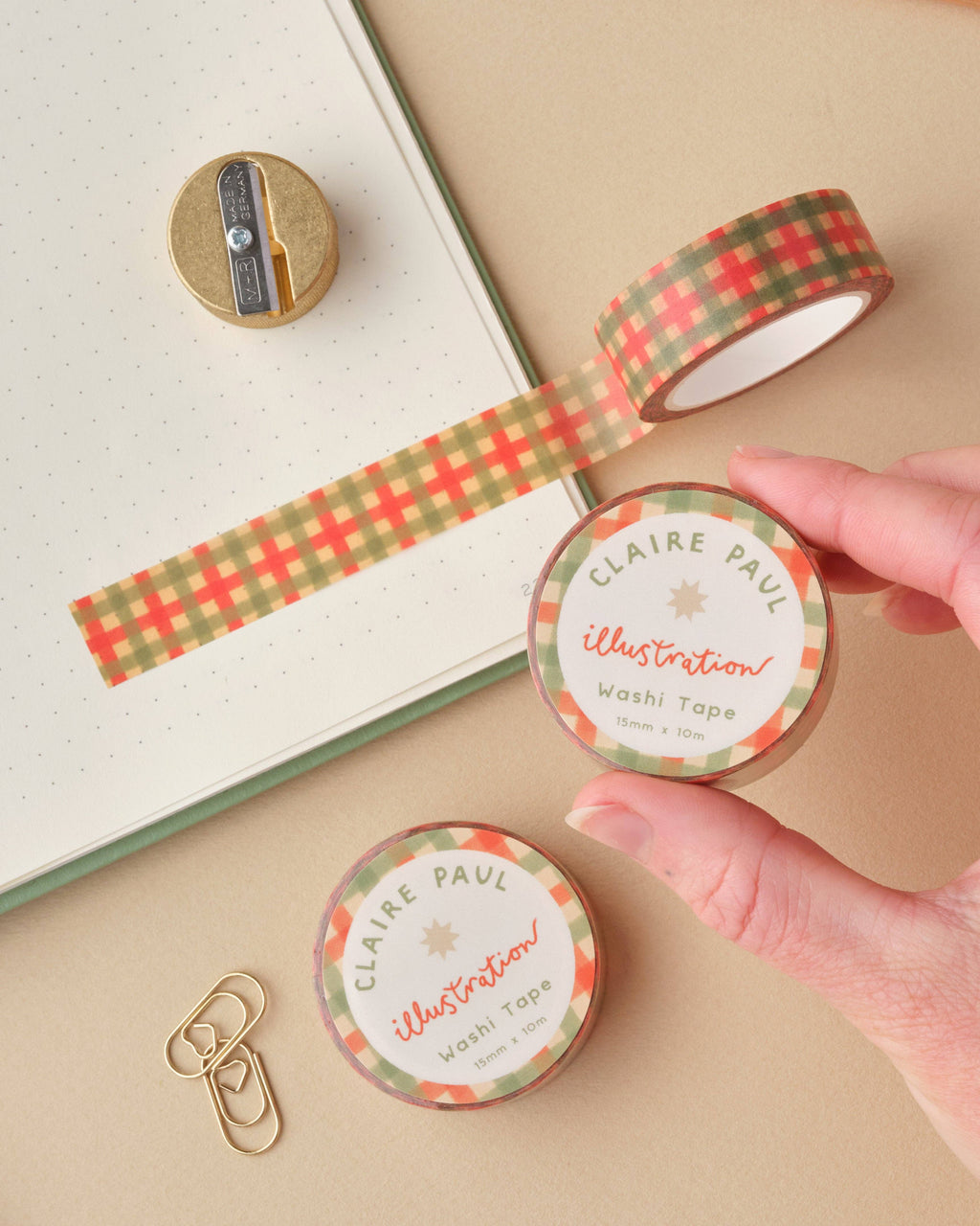 Green and Red Check Washi Tape