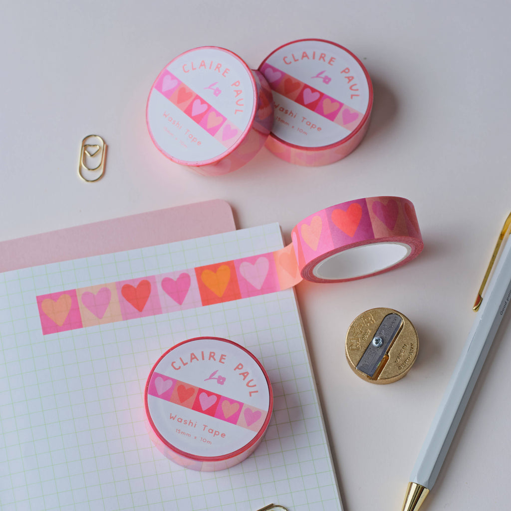 Pink Love Hearts Washi Tape