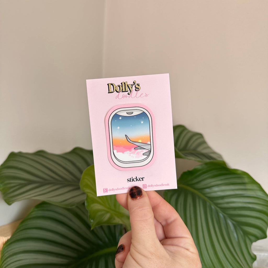 Dolly's Doodles - Airplane Window Sunset Sticker